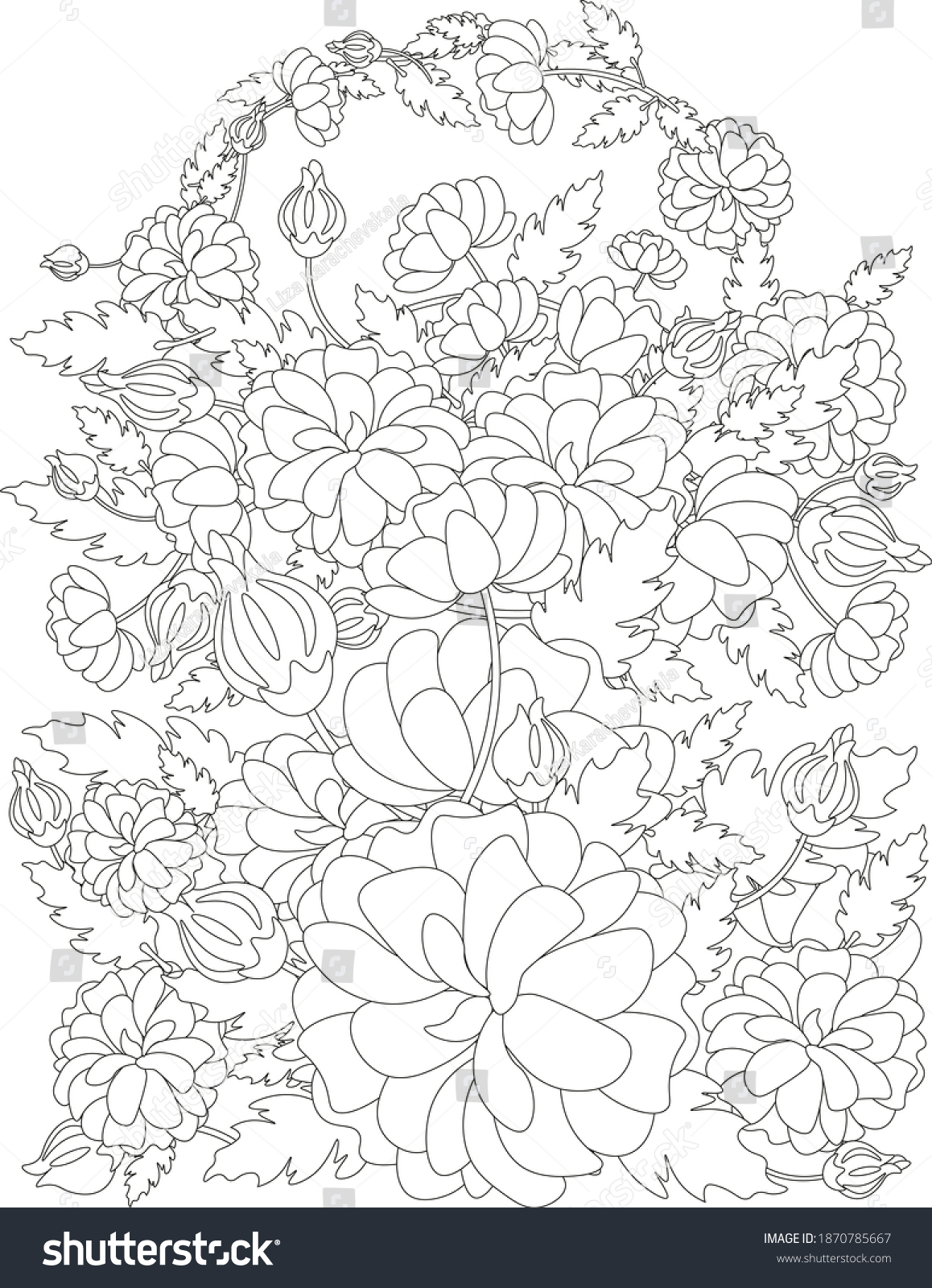 Coloring Page Adults Weaving Flowers Wreath Stock Vector (Royalty Free ...