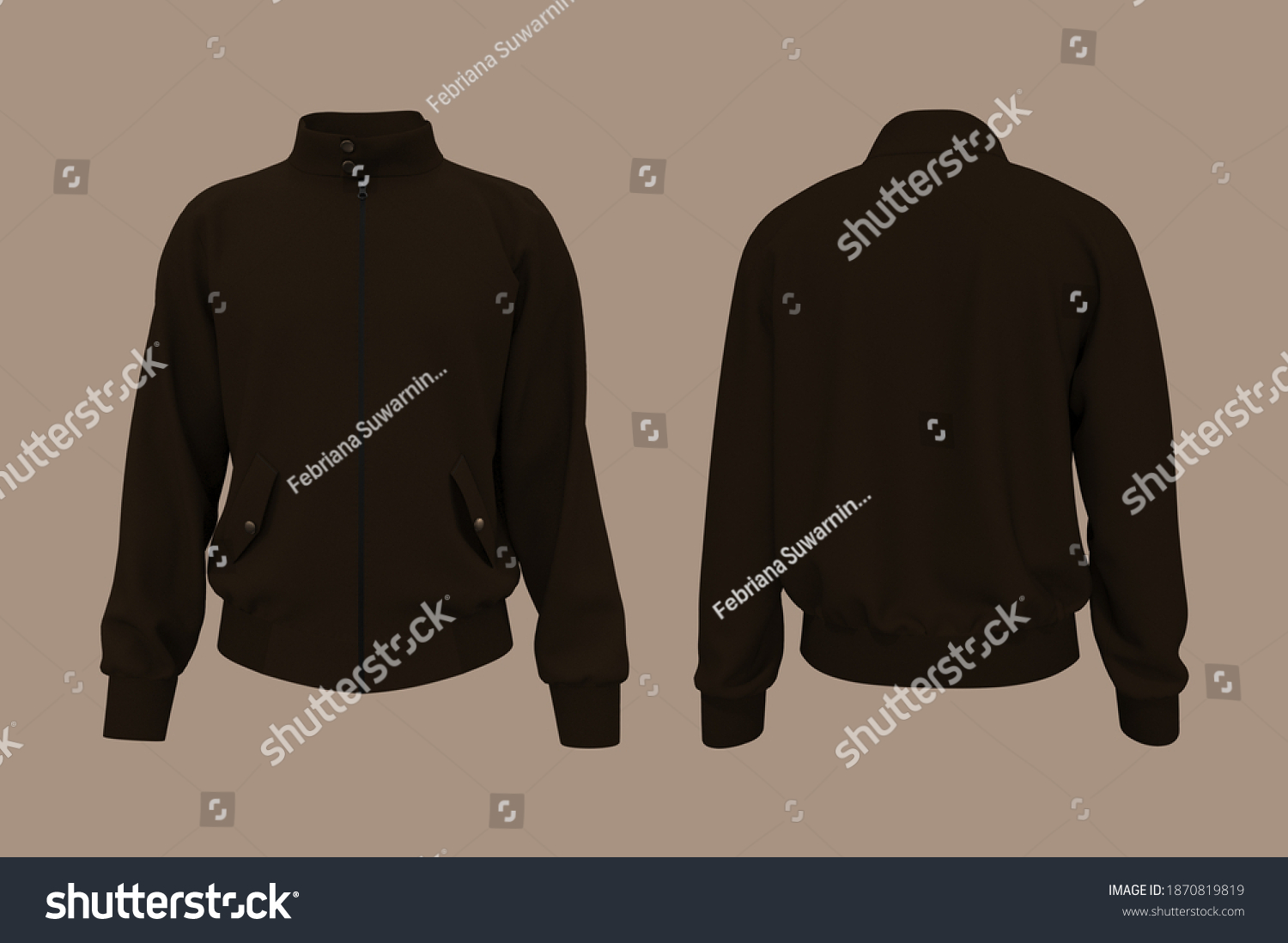 Harrington Jacket Mockup Front Back Views Stock Illustration 1870819819