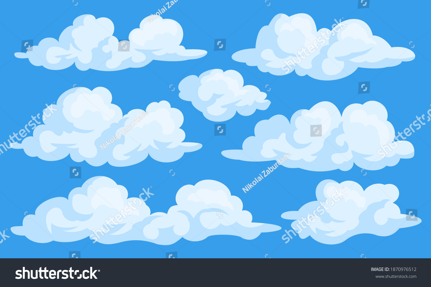 Simple Cartoon Clouds Vector Collection Isolated Stock Vector (Royalty ...