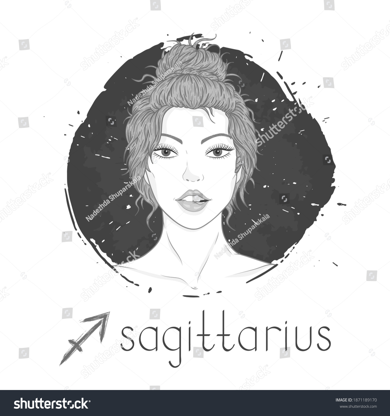 Sagittarius Zodiac Sign Vector Illustration Beautiful Stock Vector Royalty Free 1871189170 9291