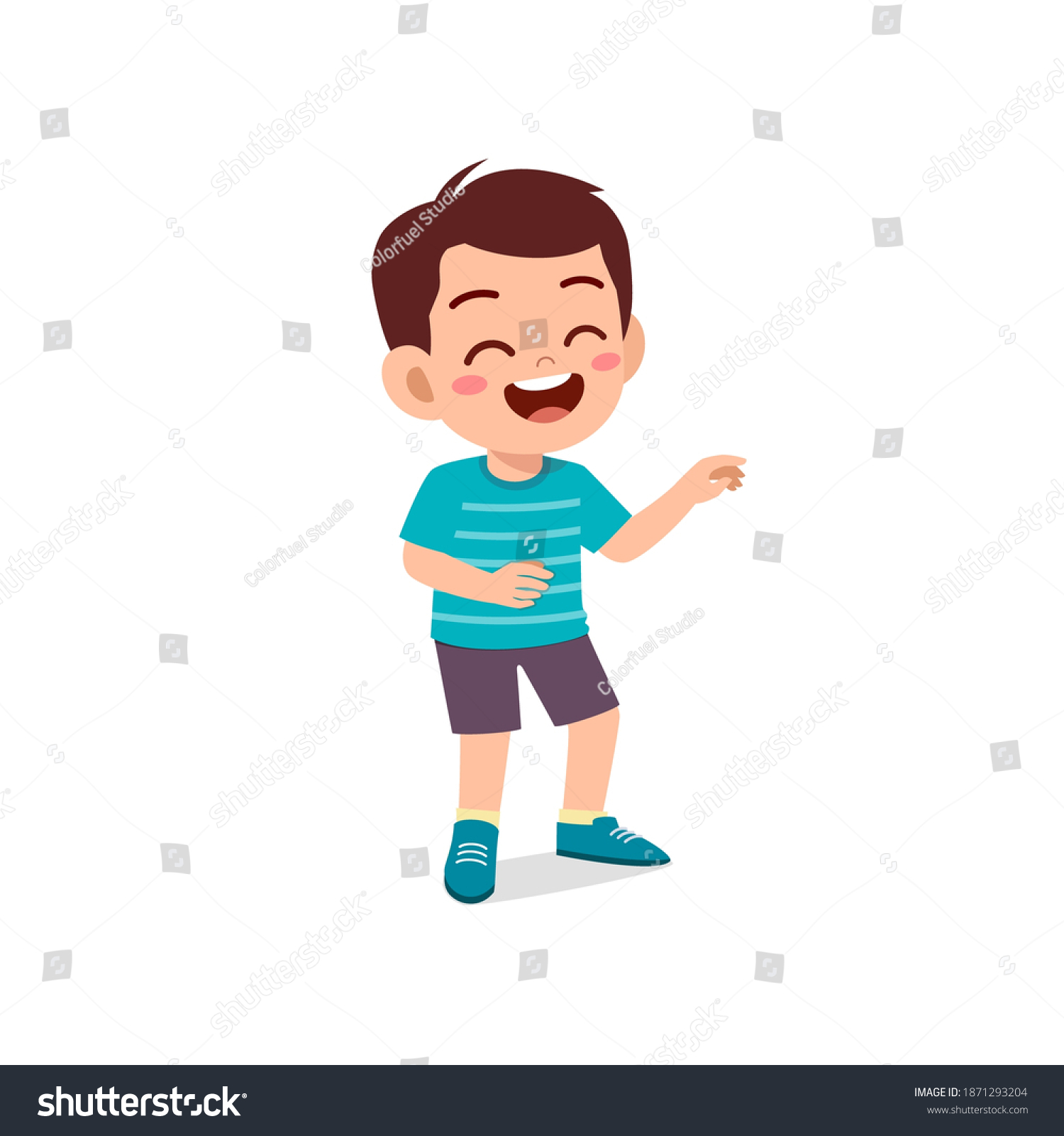 Cute Little Kid Boy Laugh Loud Stock Vector (Royalty Free) 1871293204 ...