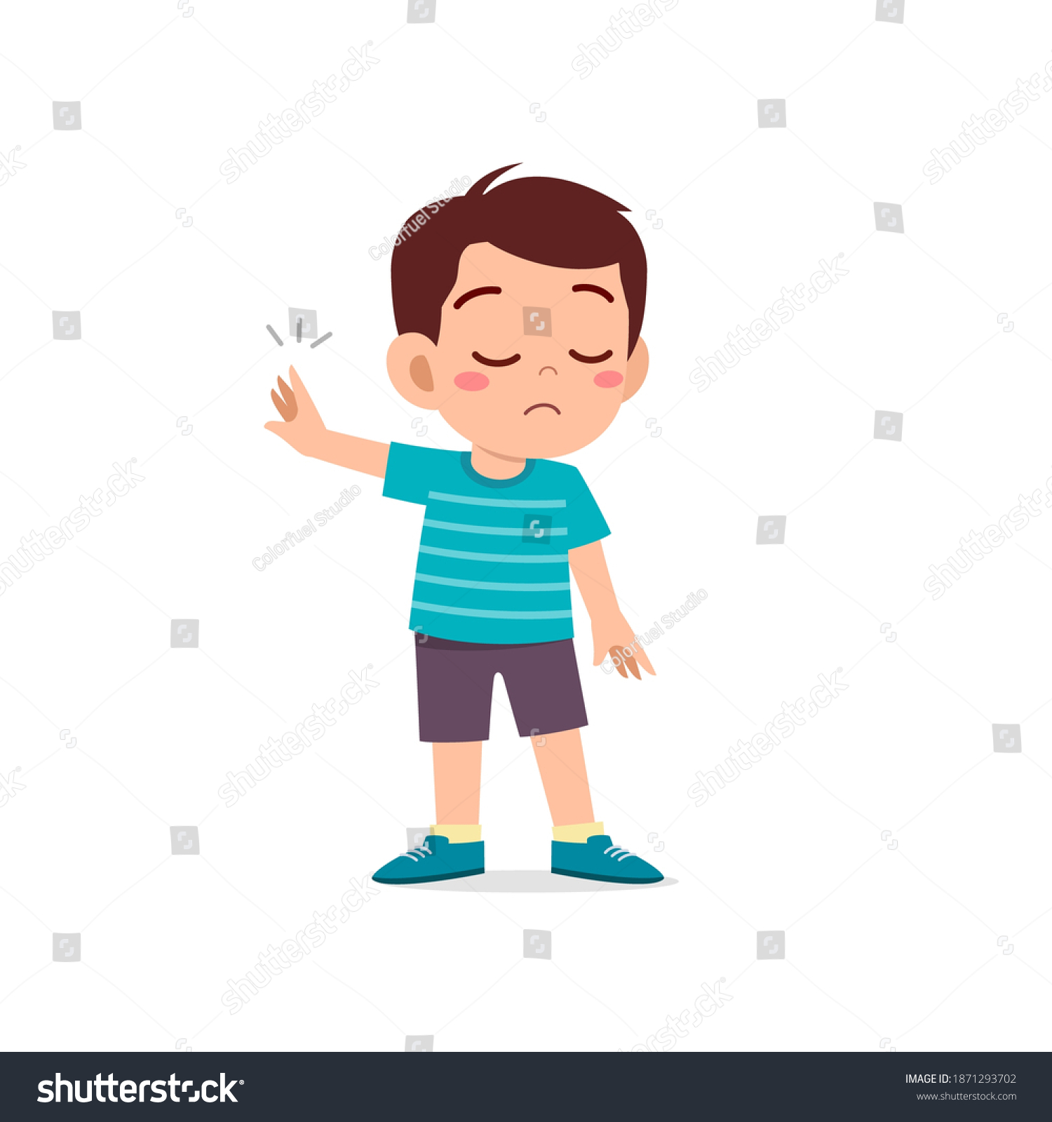 Cute Little Kid Boy Show Refuse Stock Vector (Royalty Free) 1871293702 ...