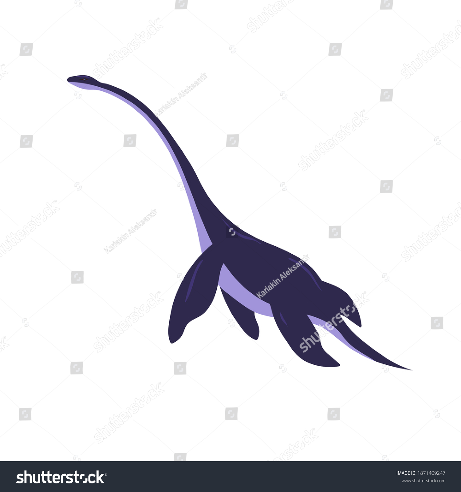 Plesiosaurus Drawing Dinosaur On White Background Stock Illustration ...