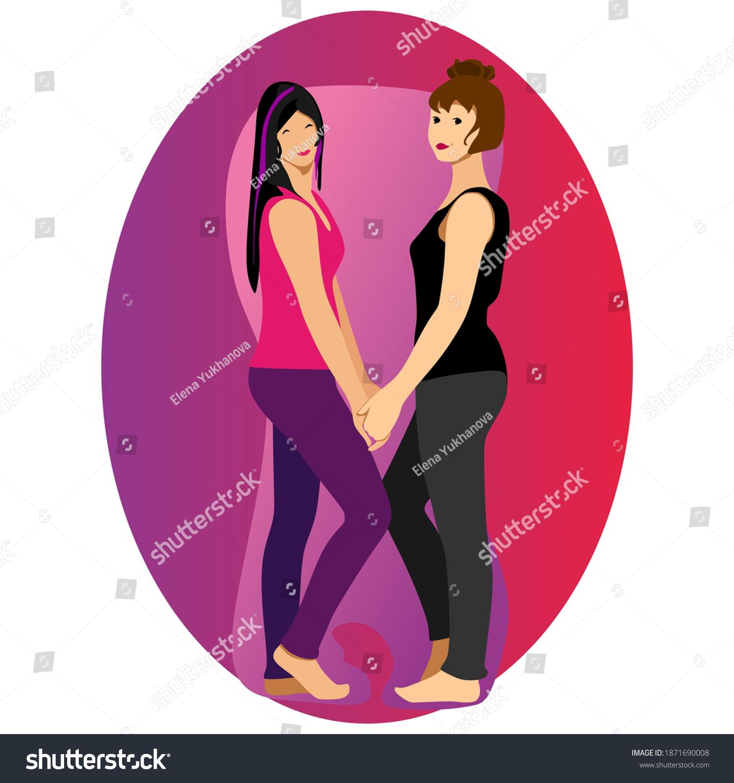 Vector Pair Girls Hold Hands Love Stock Vector Royalty Free 1871690008 Shutterstock 