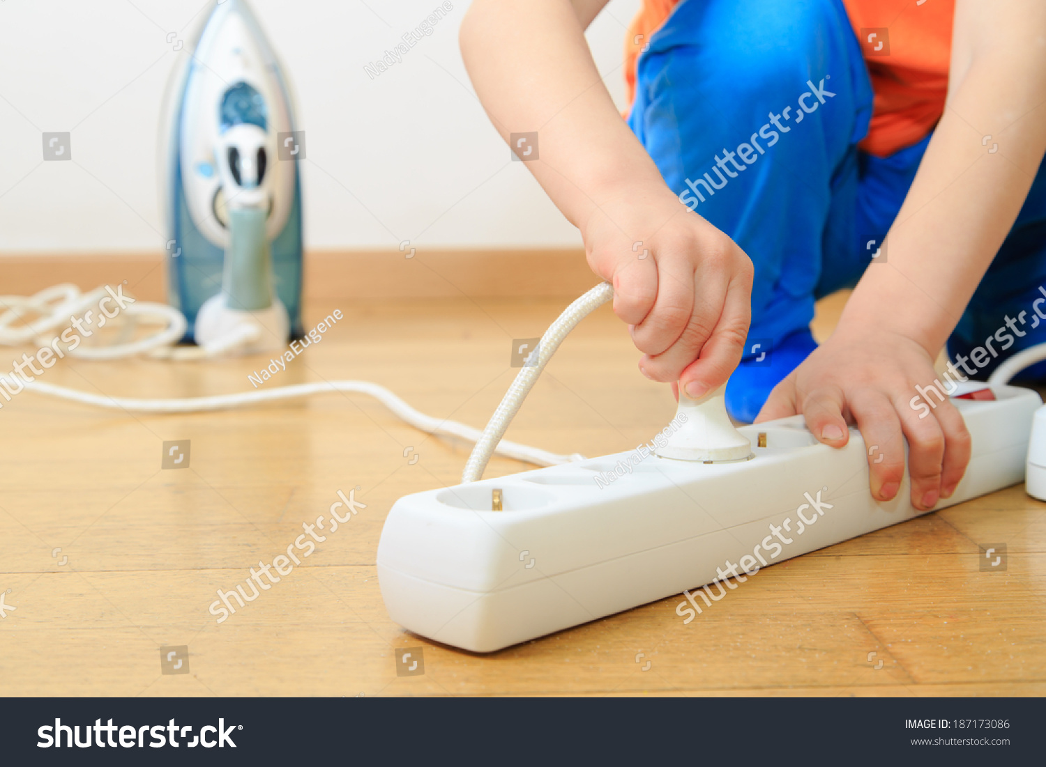 Child Playing Electricity Kids Safety Concept Stock Photo 187173086