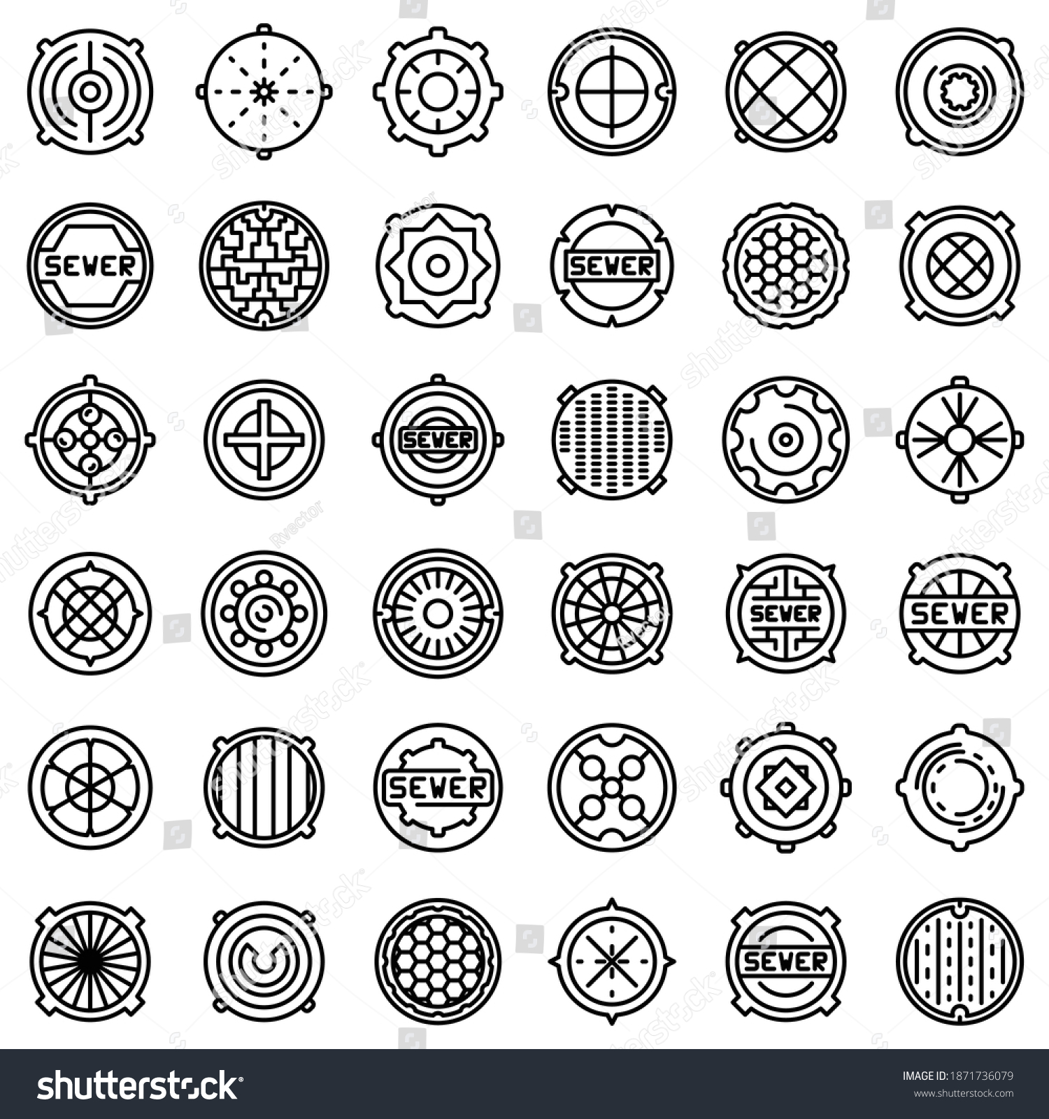 Manhole Icons Set Outline Set Manhole Stock Vector (Royalty Free ...