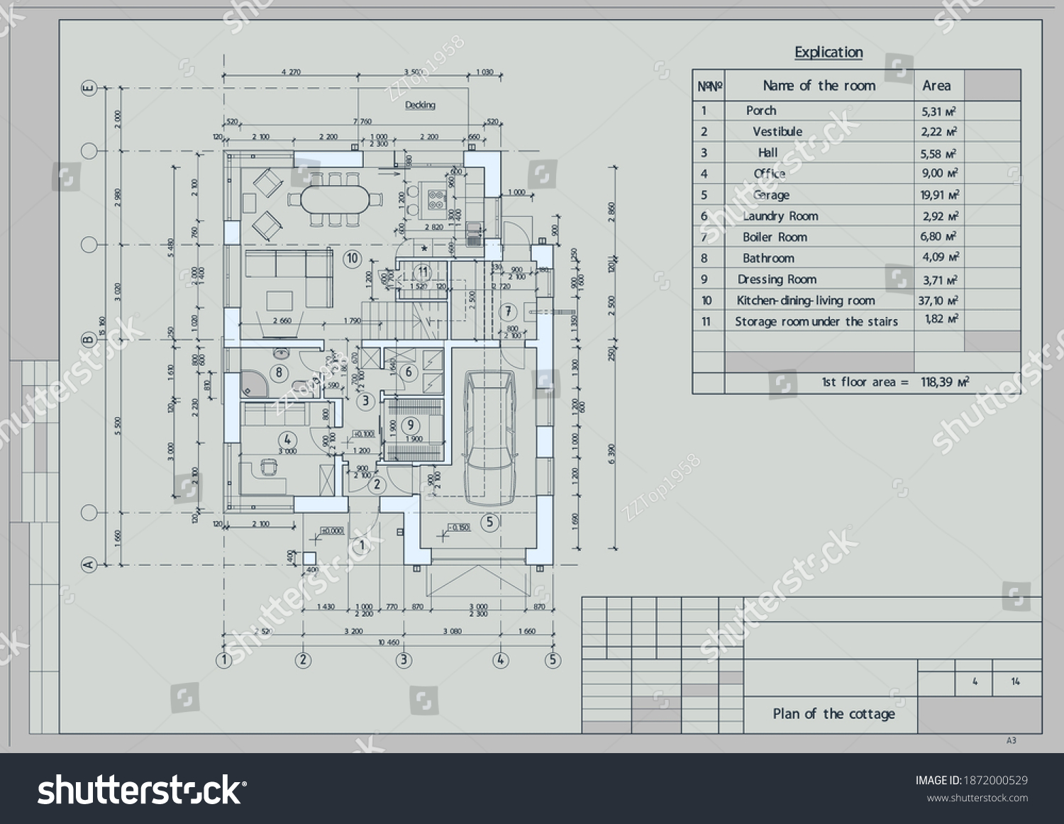 Authors Architectural Project Plan Individual Residential Stock Vector ...