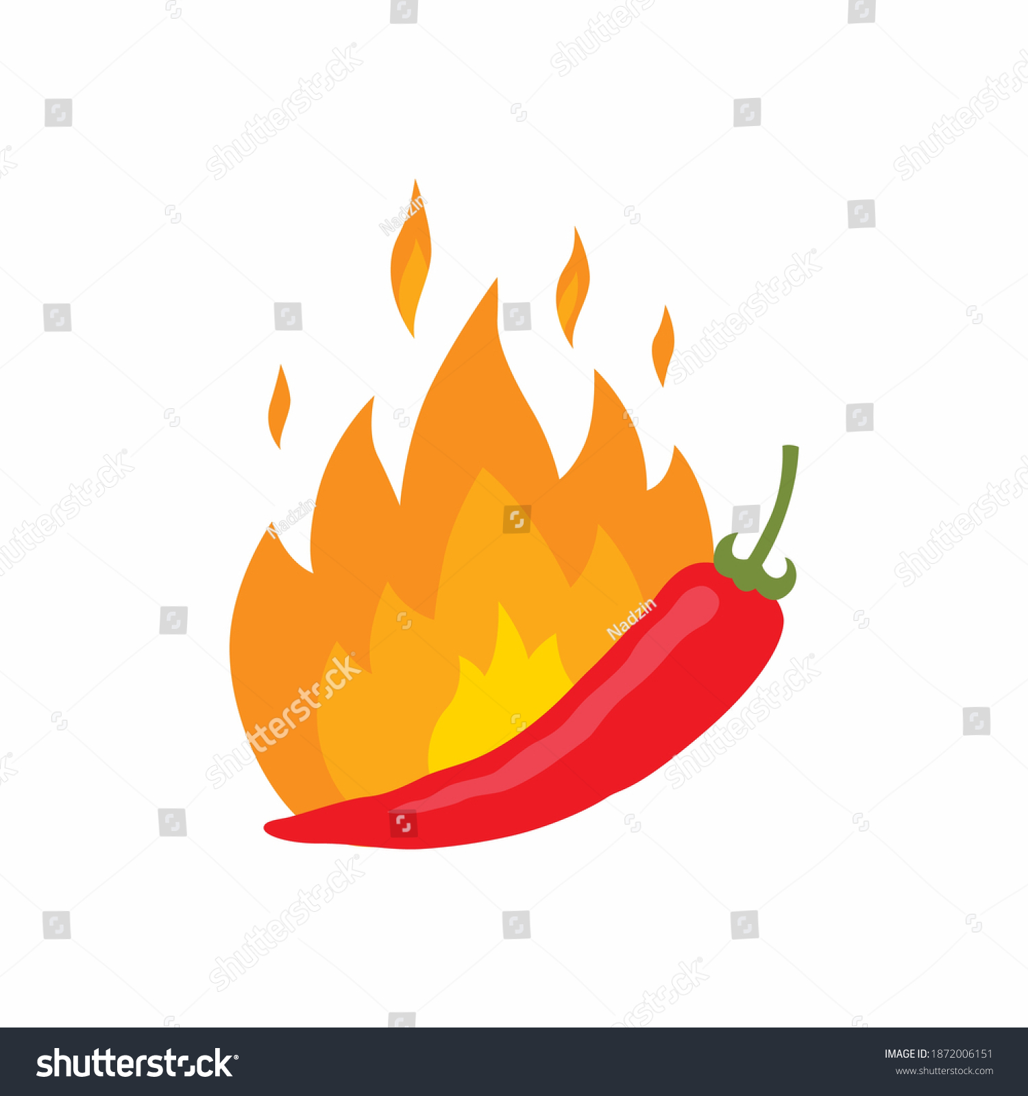 Hot Chili Pepper Fire Vector Illustration Stock Vector (Royalty Free ...