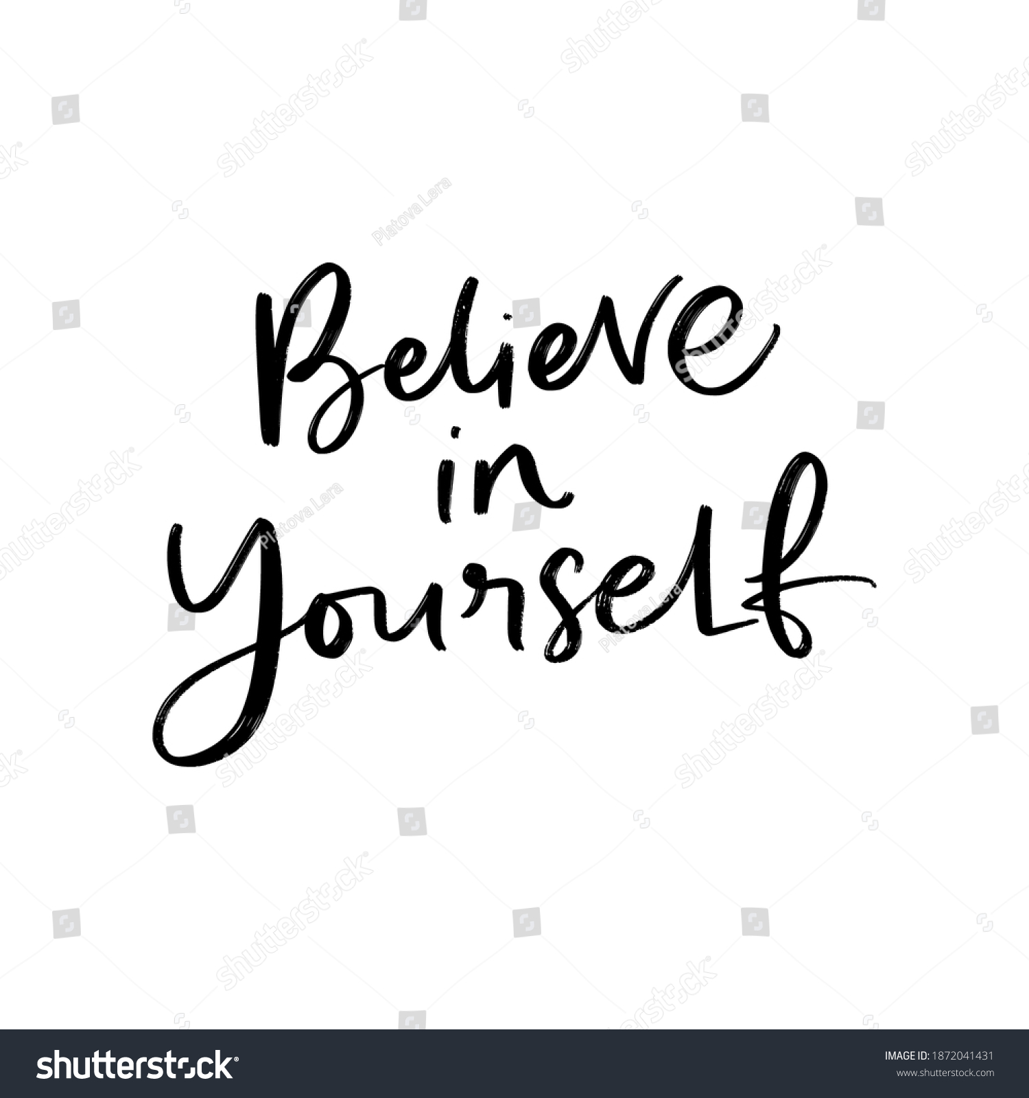 Believe Yourself Vector Motivational Hand Lettering Stock Vector ...