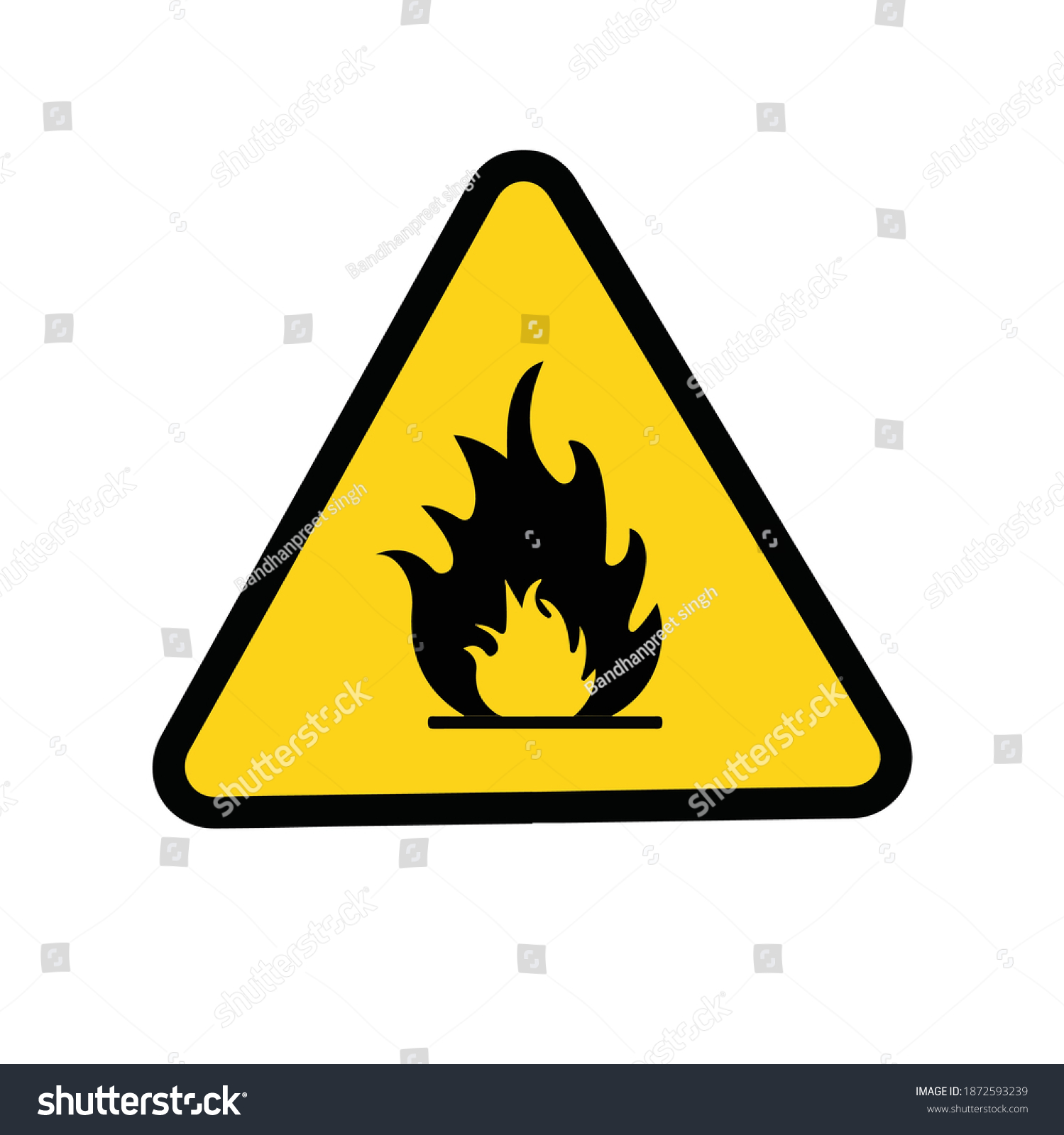 Caution Flammable Sign Indicates Hazards Yellow Stock Vector (Royalty ...