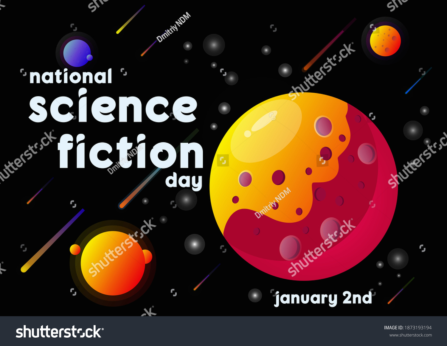 National Science Fiction Day Celebrated By Stock Vector (Royalty Free