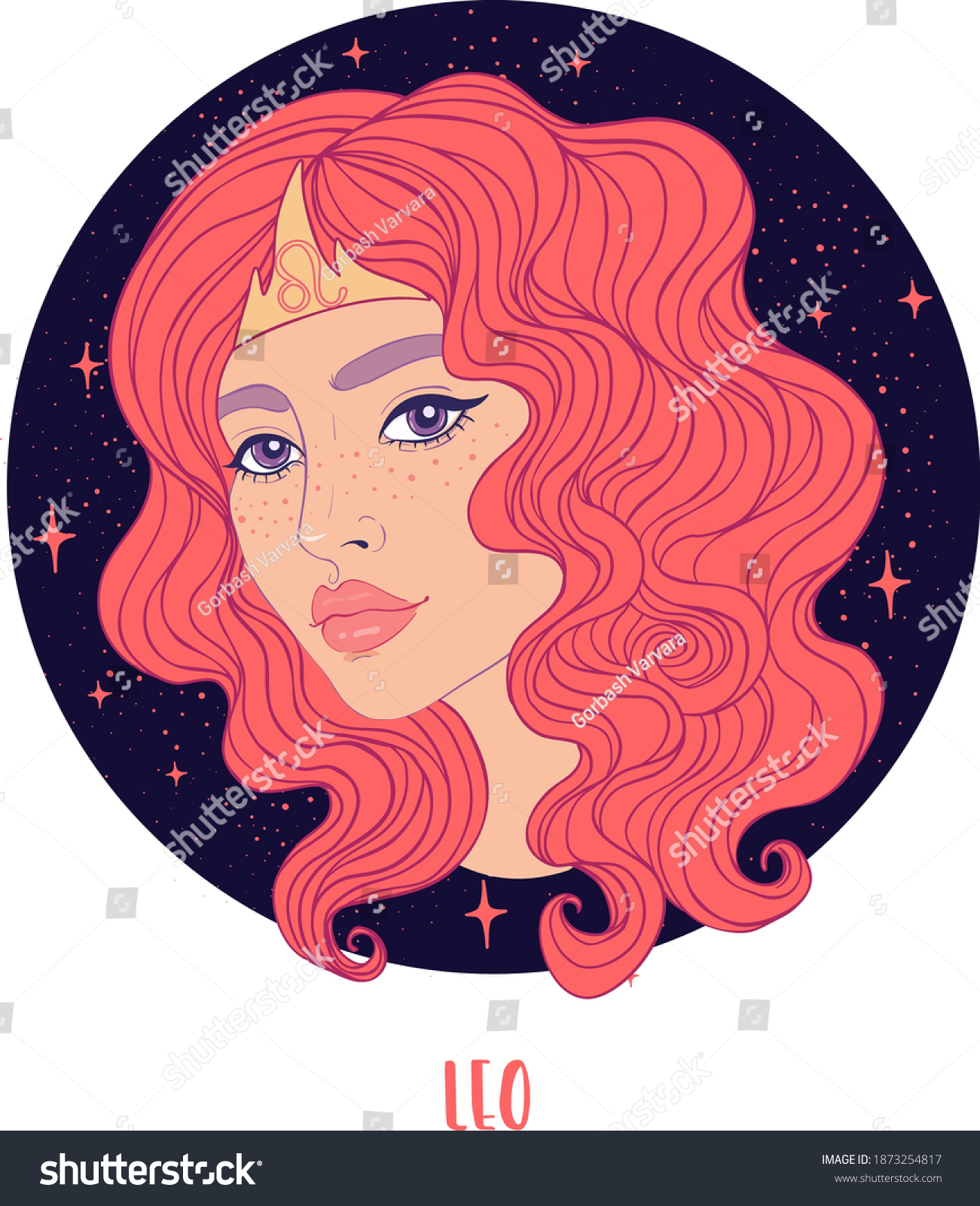 Illustration Leo Astrological Sign Beautiful Girl Stock Vector Royalty Free 1873254817 5309