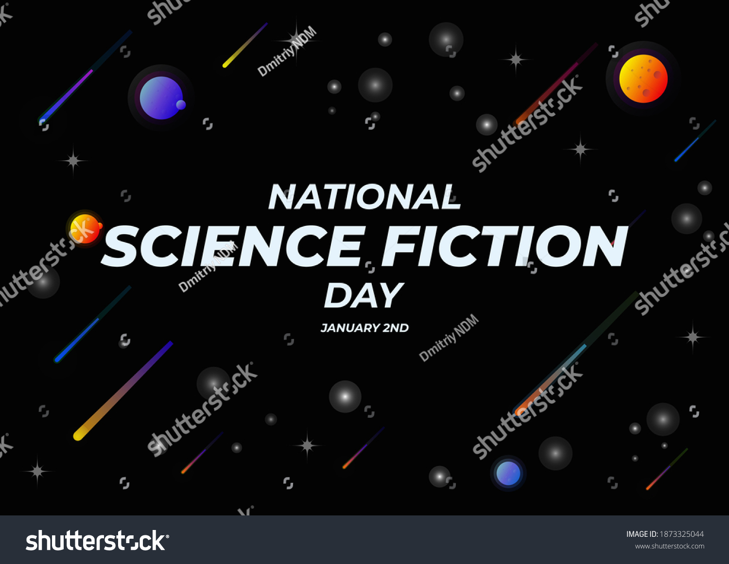 National Science Fiction Day Celebrated By Stock Vector (Royalty Free