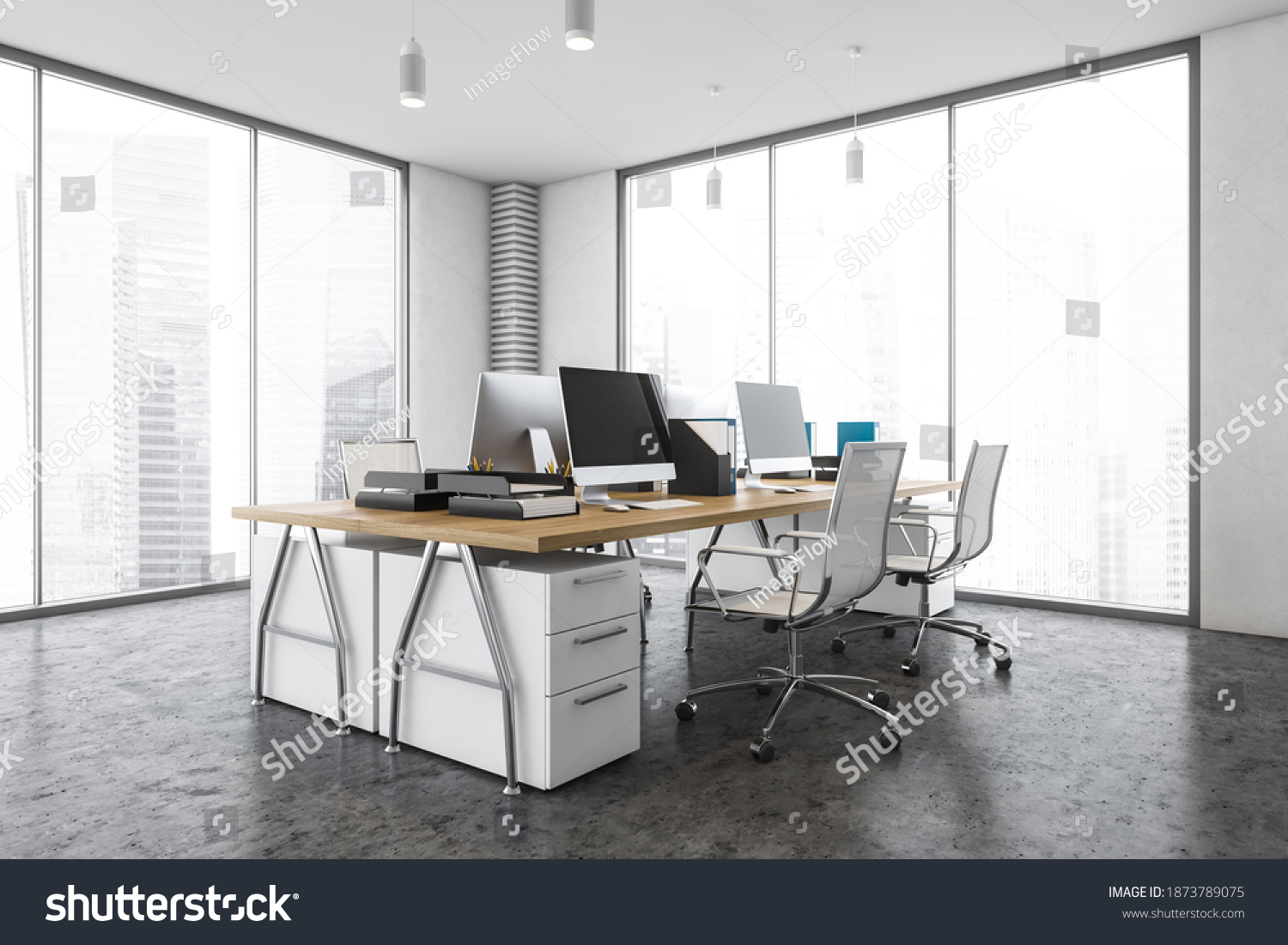 Corner Modern Open Space Office White Stock Illustration 1873789075 ...