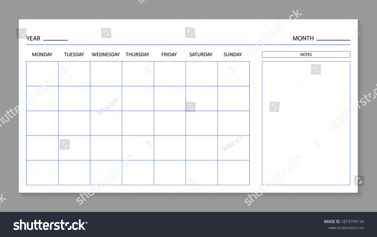 Month Planner Template Blank Calendar 2021 Stock Vector (Royalty Free ...