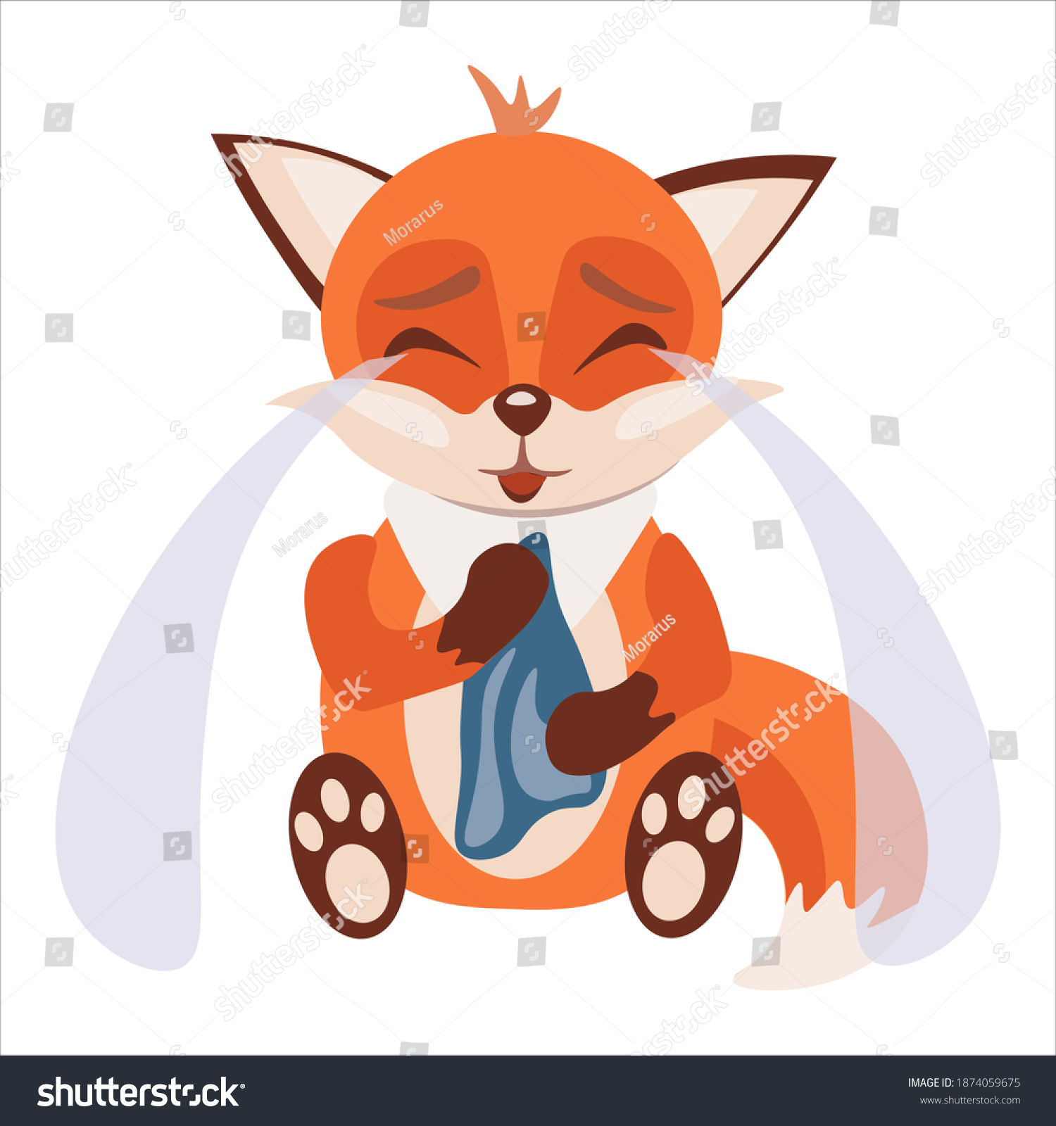 Little Red Fox Very Sad Crying Stock Vector (Royalty Free) 1874059675