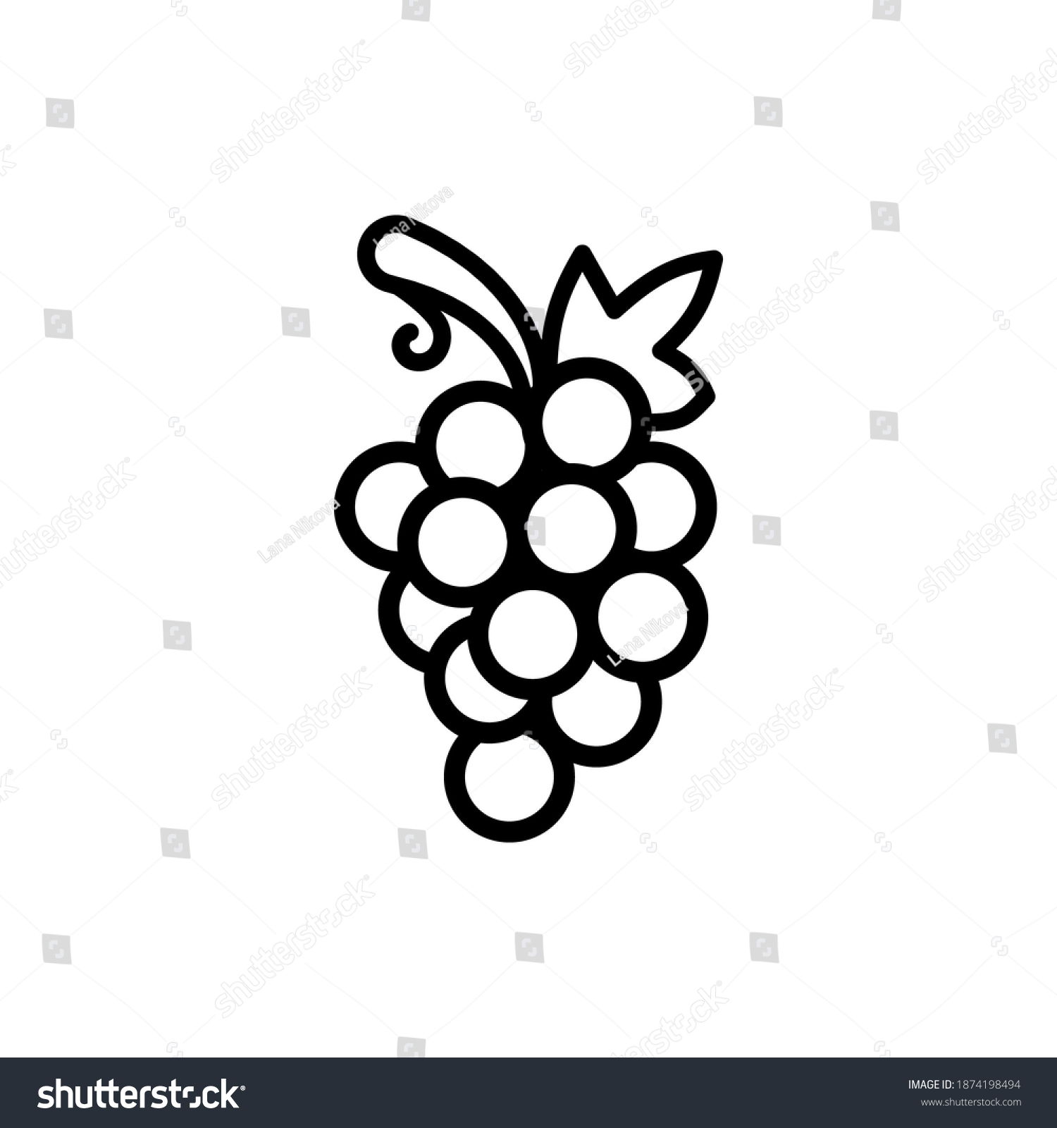 Outline Simple Vector Grapes Icon Isolated Stock Vector (Royalty Free ...