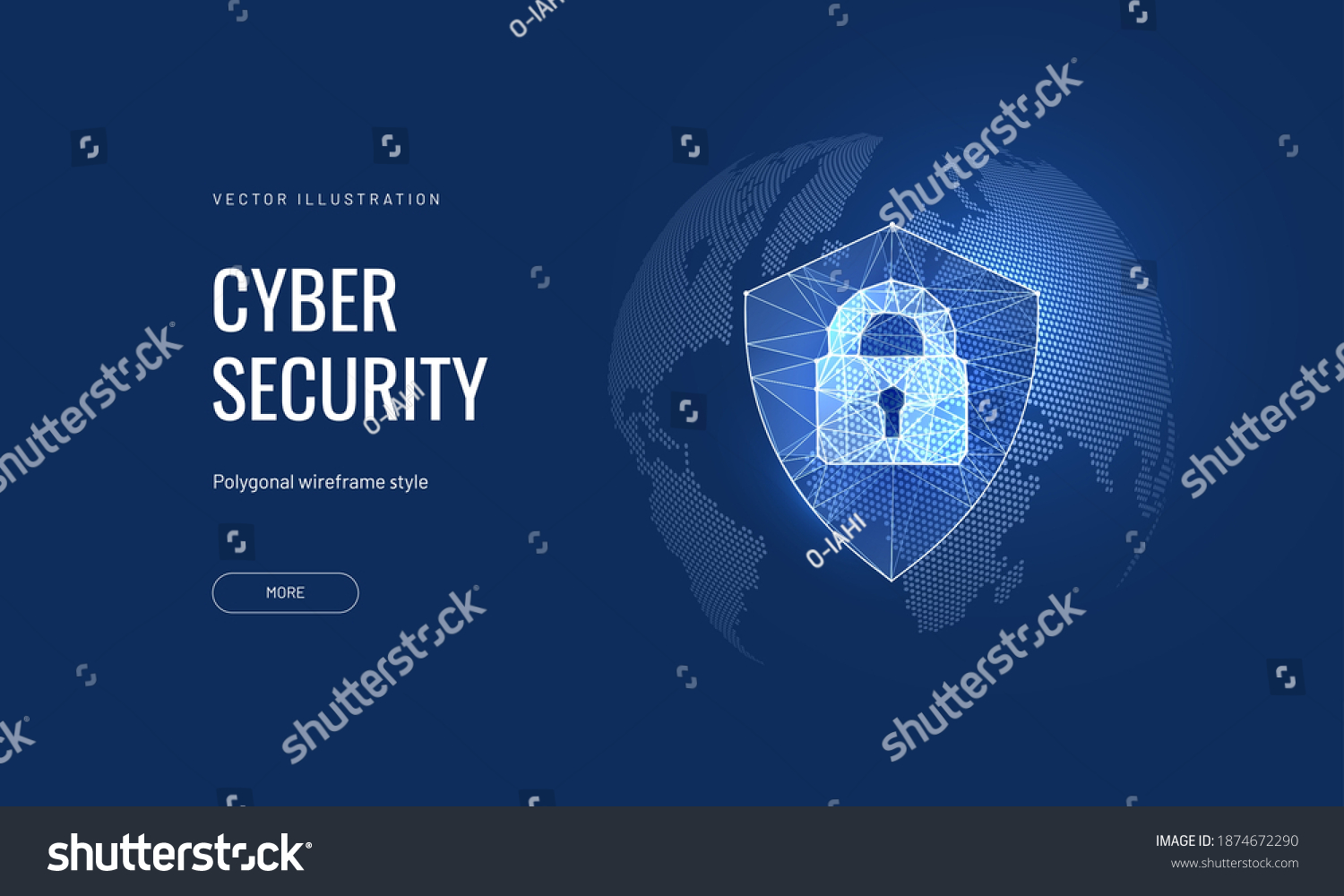 Cyber Security Shield Lock Futuristic Polygonal Stock Vector (Royalty ...