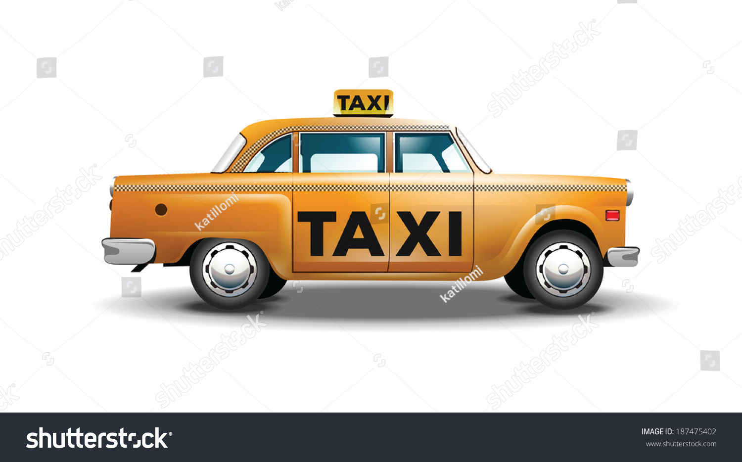 Такси на белом фоне