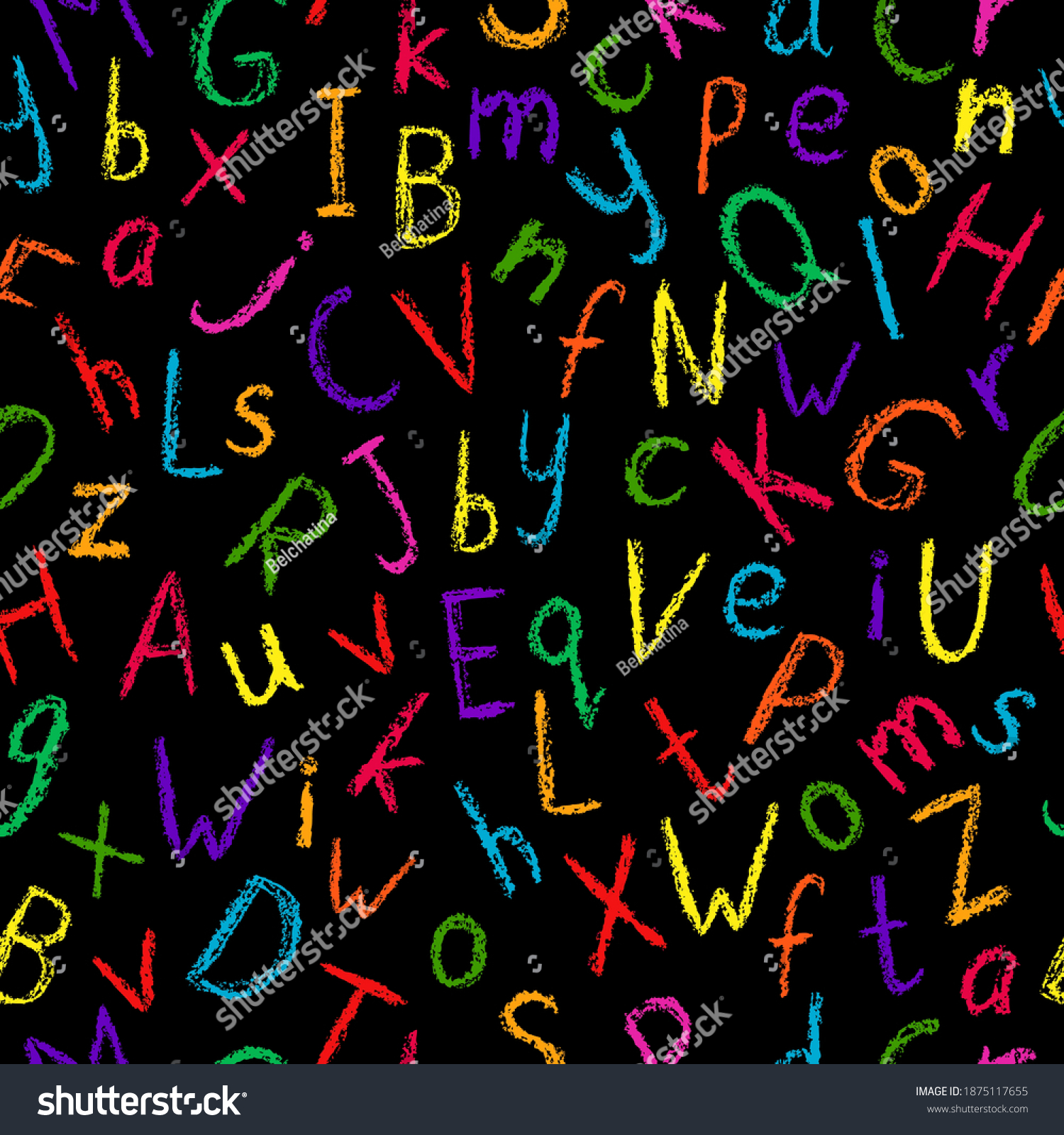 Crayon Alphabet Pattern Children Drawing Style Stock Vector (Royalty ...