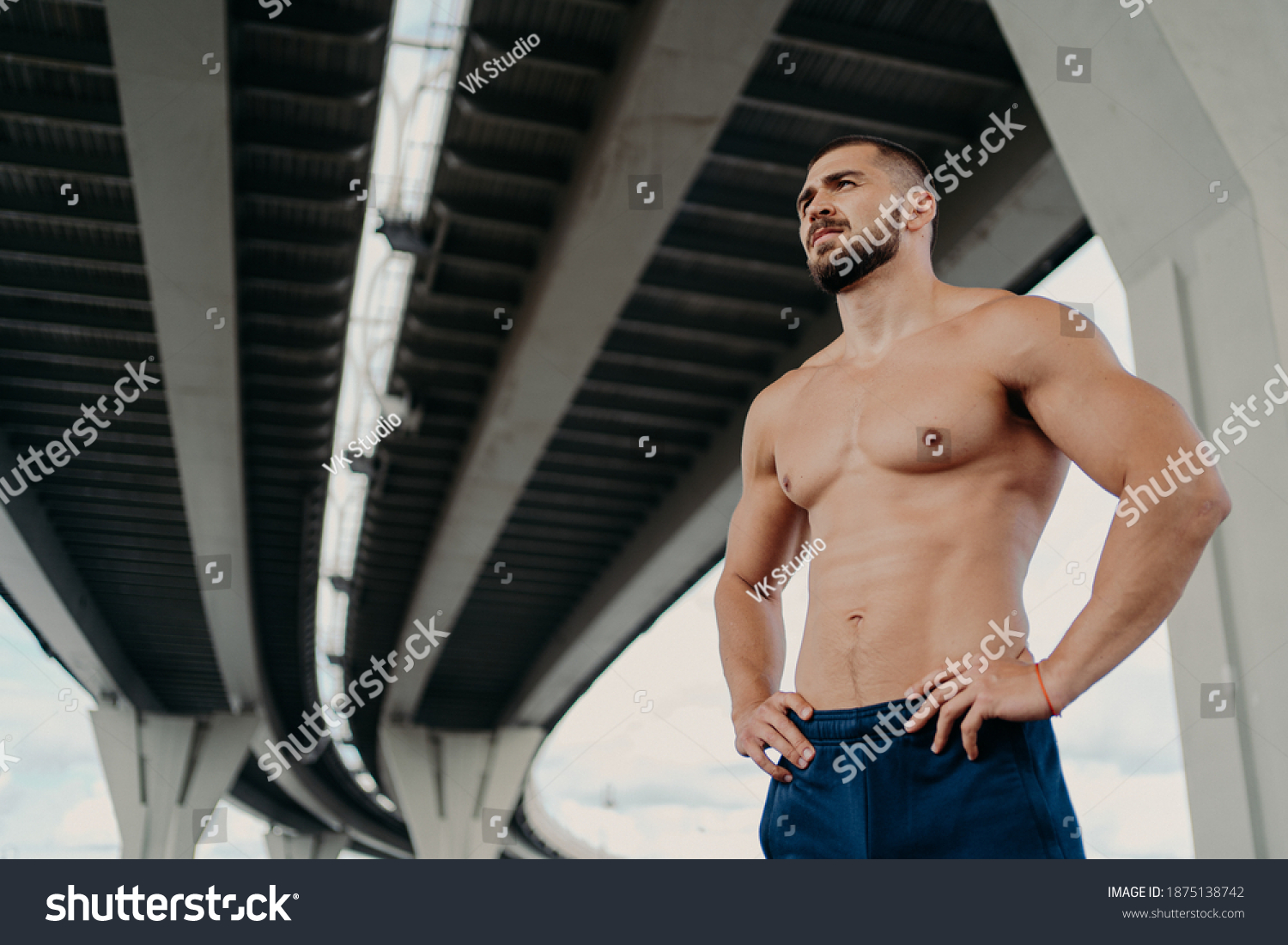 Strong Man Naked Torso Keeps Hands Stock Photo Shutterstock