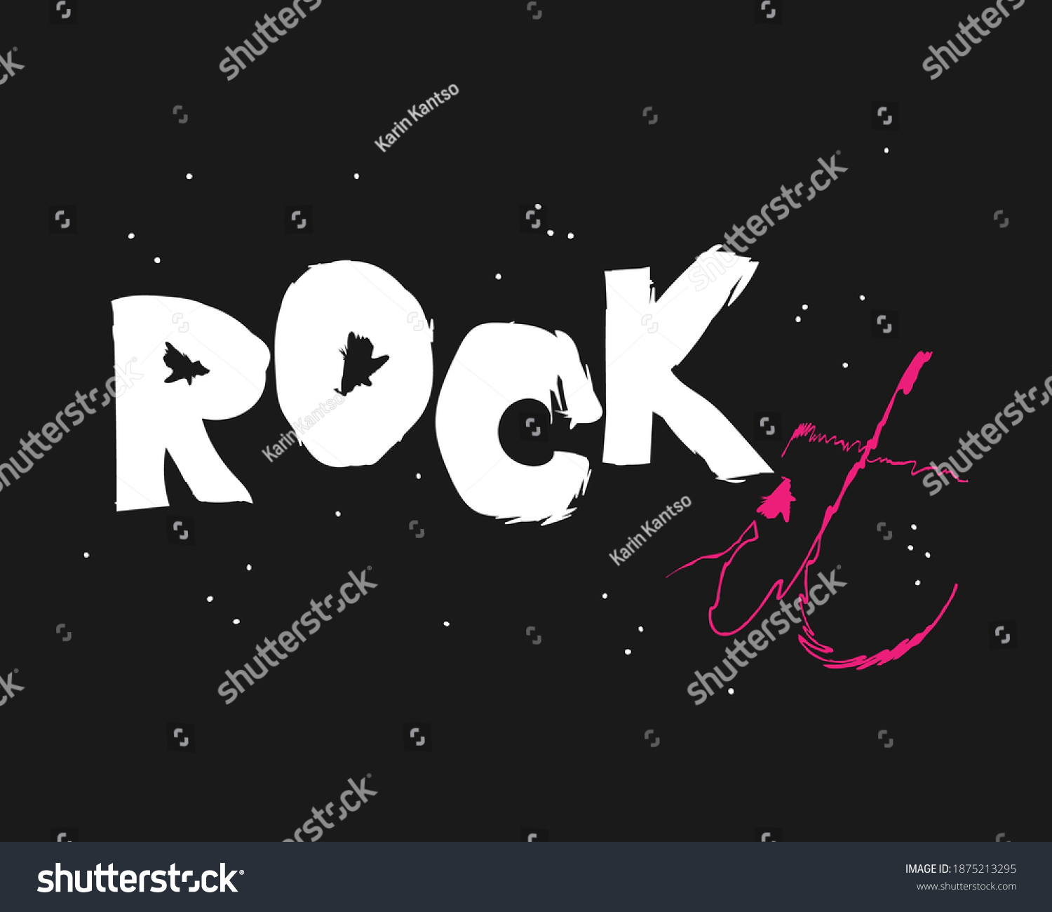 Rock Music Print Freehand Style Label Stock Vector (Royalty Free ...