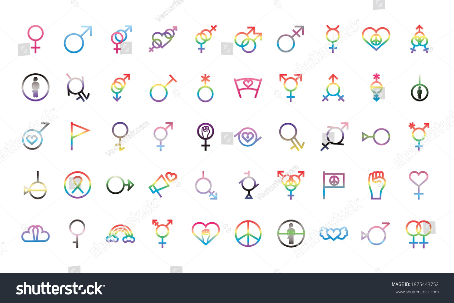 Bundle Fifty Gender Symbols Sexual Orientation Stock Vector Royalty Free 1875443752 Shutterstock 