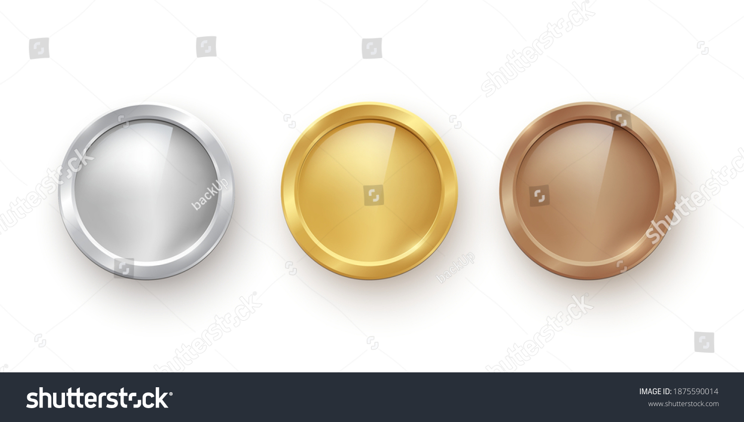 Gold Silver Bronze Medals Set Blank Stock Vector (Royalty Free ...