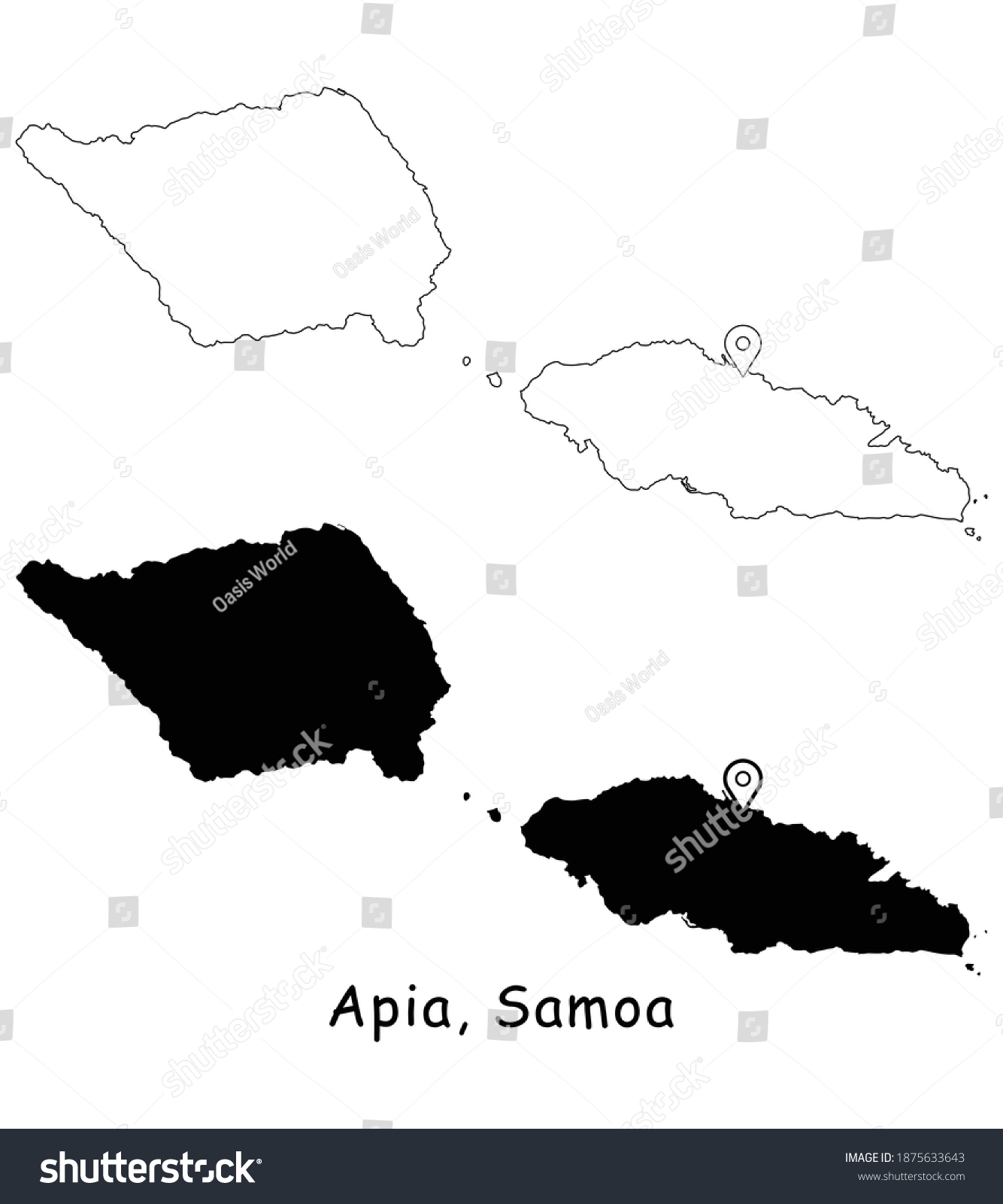 Apia Samoa Detailed Country Map Location Stock Vector Royalty Free   Stock Vector Apia Samoa Detailed Country Map With Location Pin On Capital City Black Silhouette And Outline 1875633643 