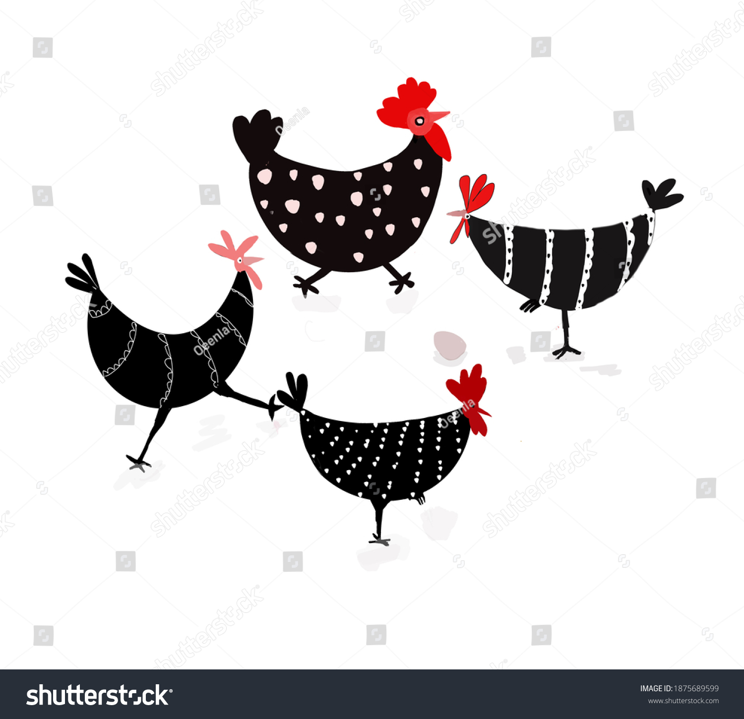 Cartoon Hen Isolated On White Background Stock Illustration 1875689599 ...