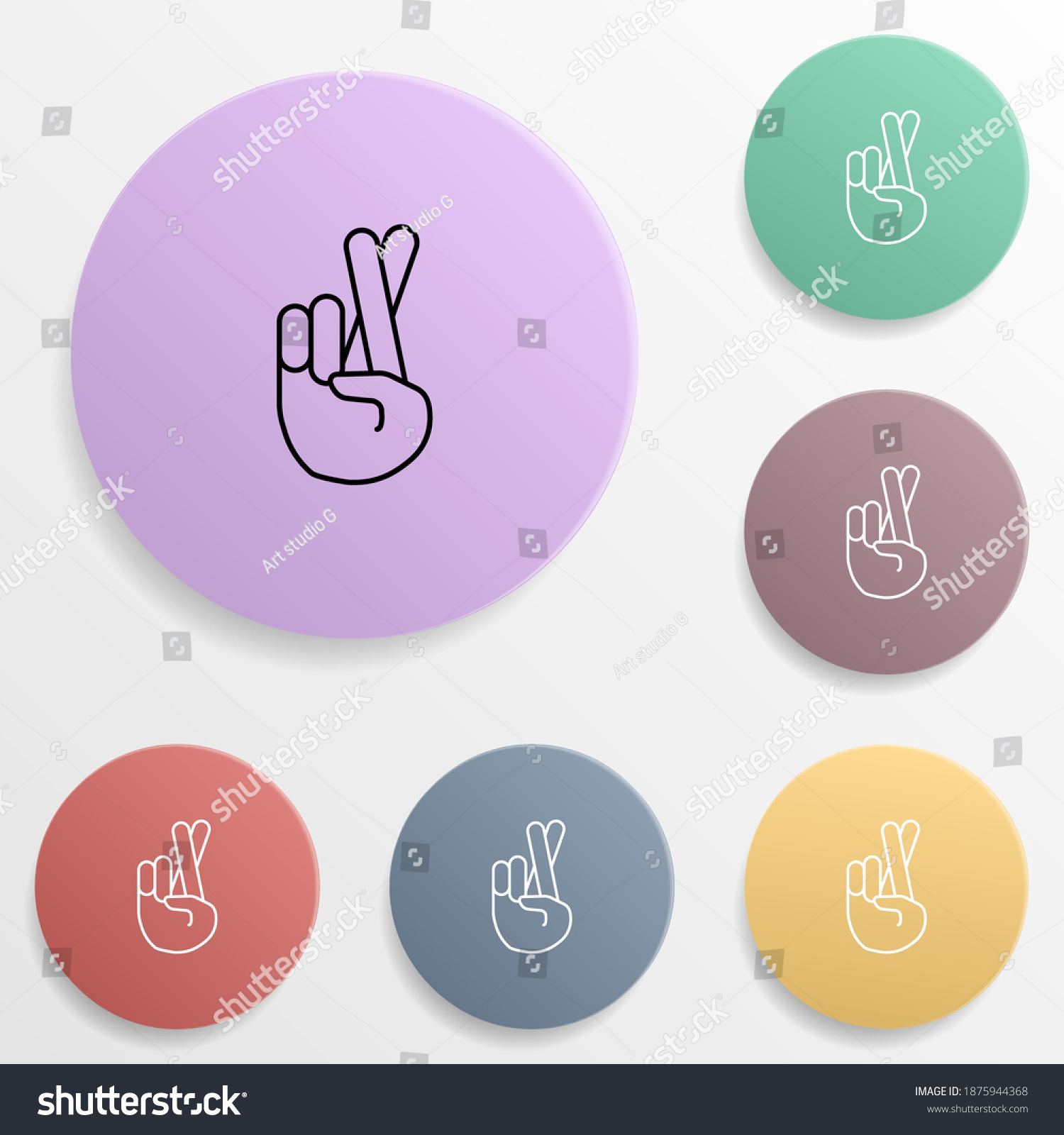 Cross Fingers Emoji Badge Color Set Stock Vector (Royalty Free ...