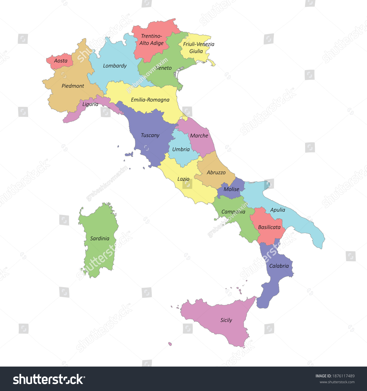 High Quality Colorful Map Italy Borders Stock Vector (Royalty Free ...