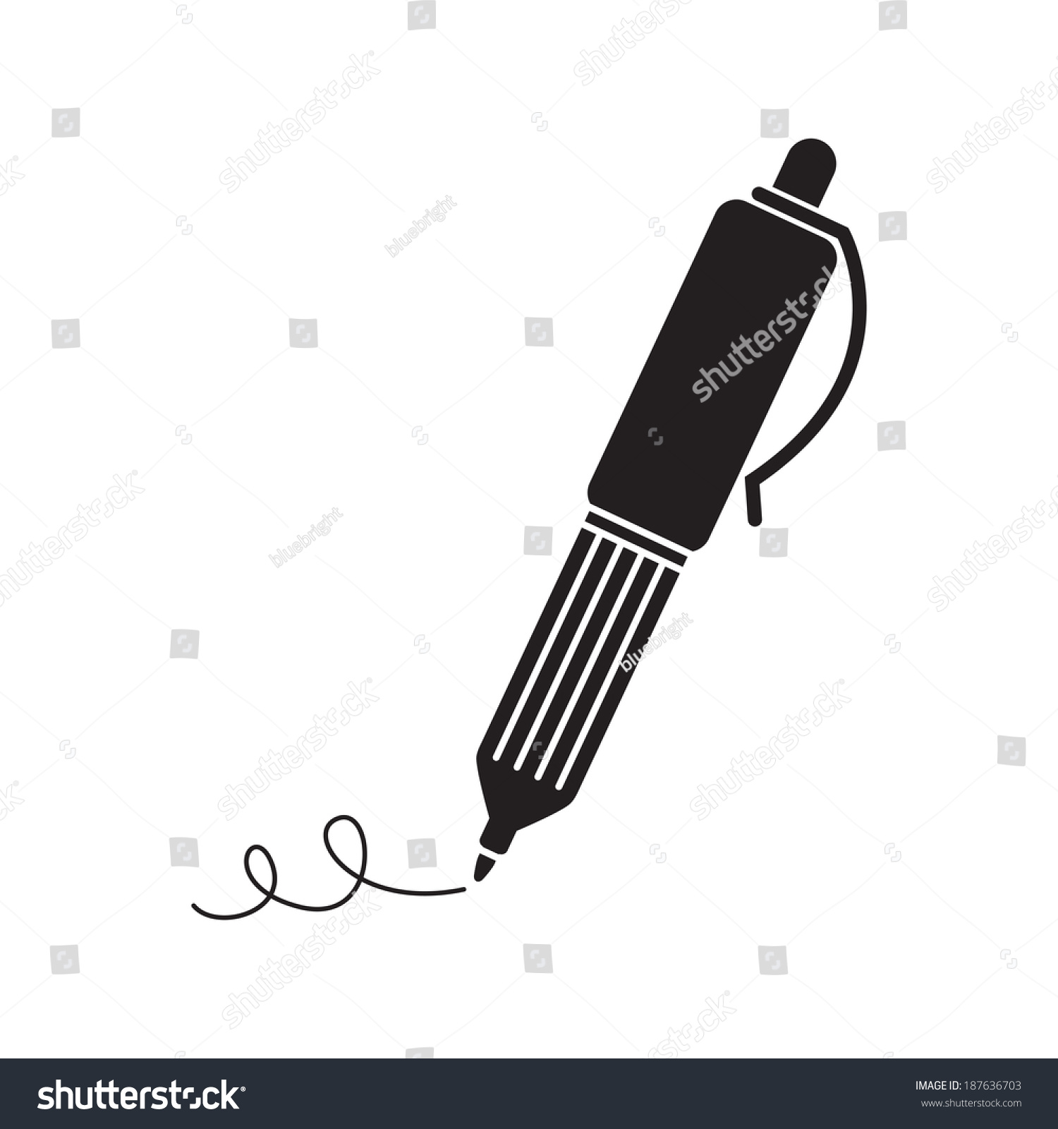 Pen Silhouette Black Isolated On White Stock Vector (Royalty Free ...