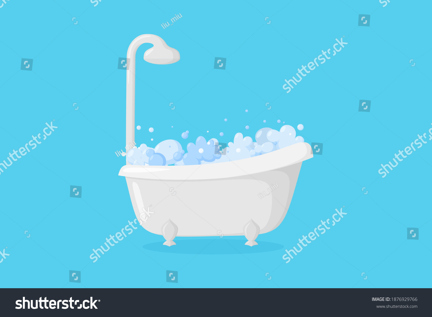 bathtub-suds-shower-clawfoot-tub-bubbles-stock-vector-royalty-free