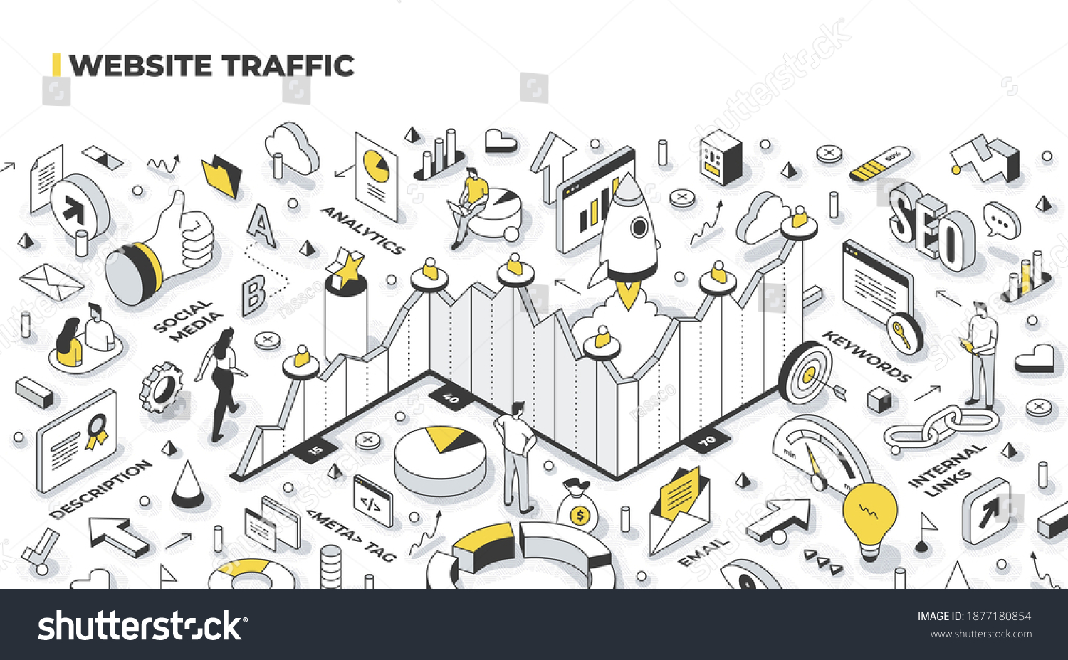 site Traffic Concept Traffic Growth Shown Stock Vector (Royalty Free