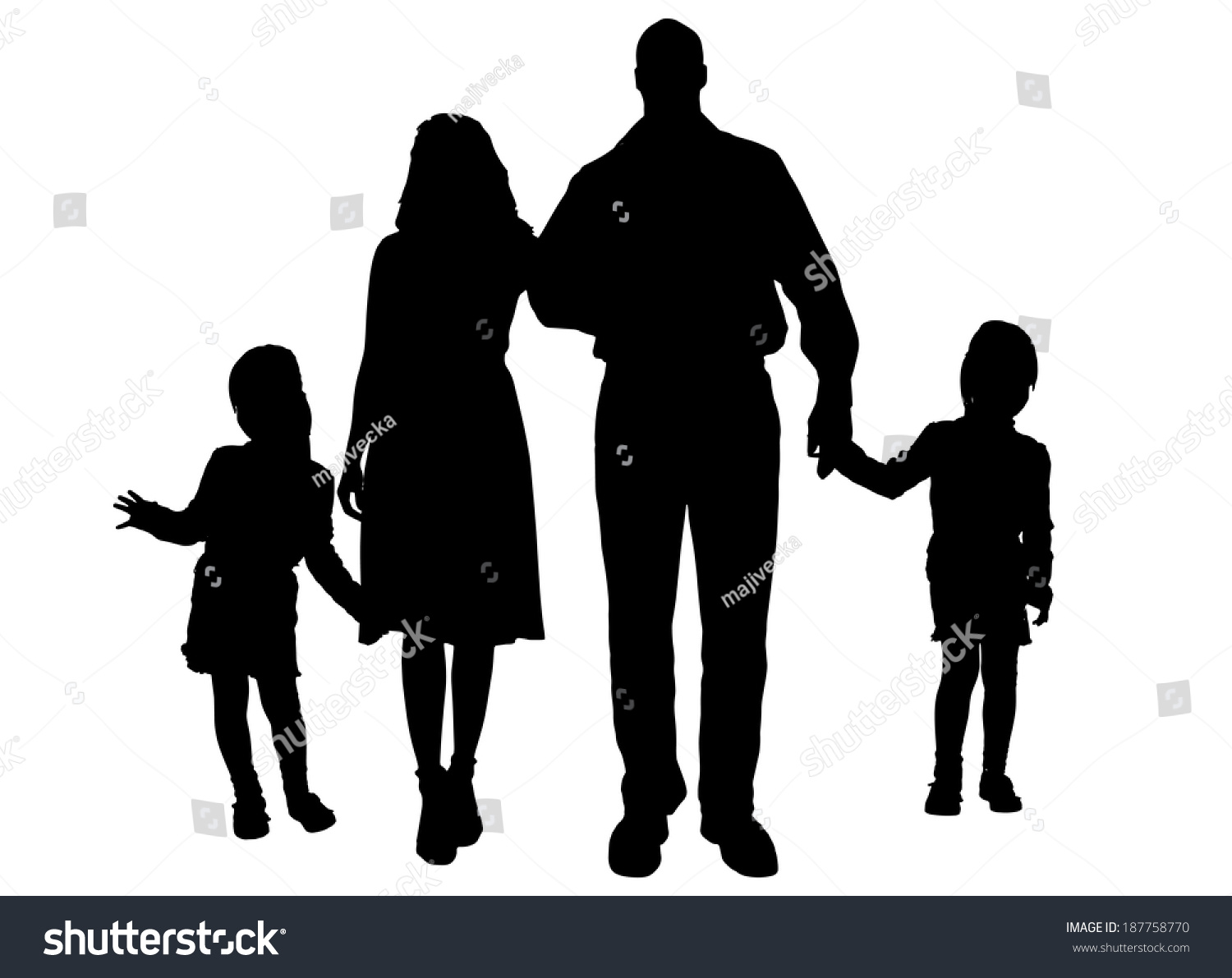 Vector Silhouette Family On White Background Stock Vector (Royalty Free ...