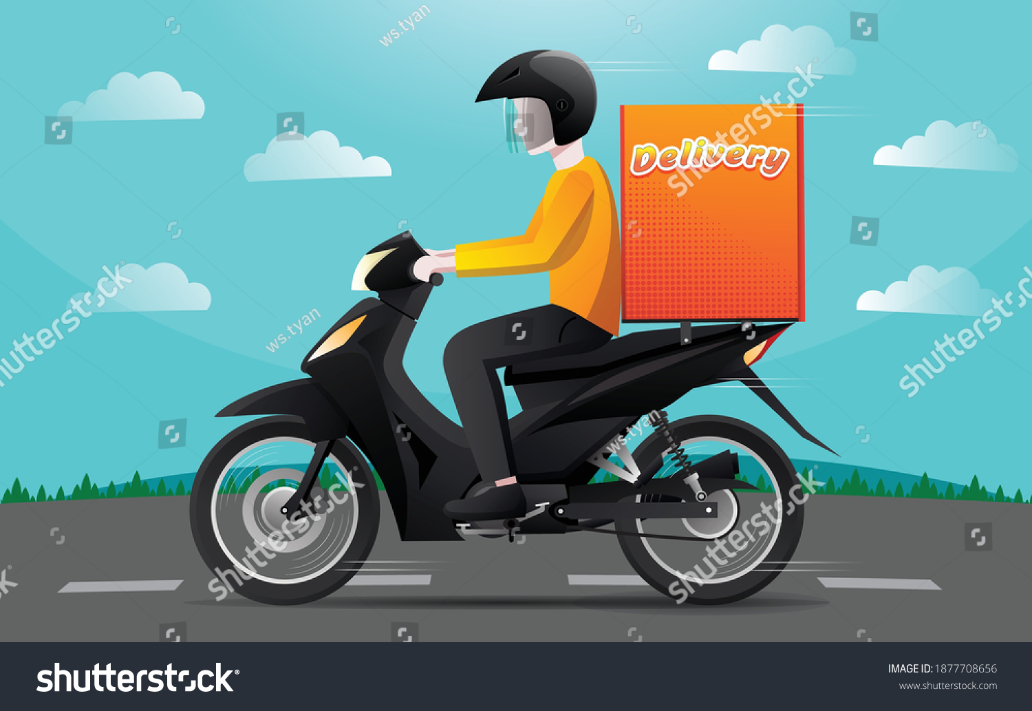 illustration-delivery-person-delivery-food-items-stock-vector-royalty