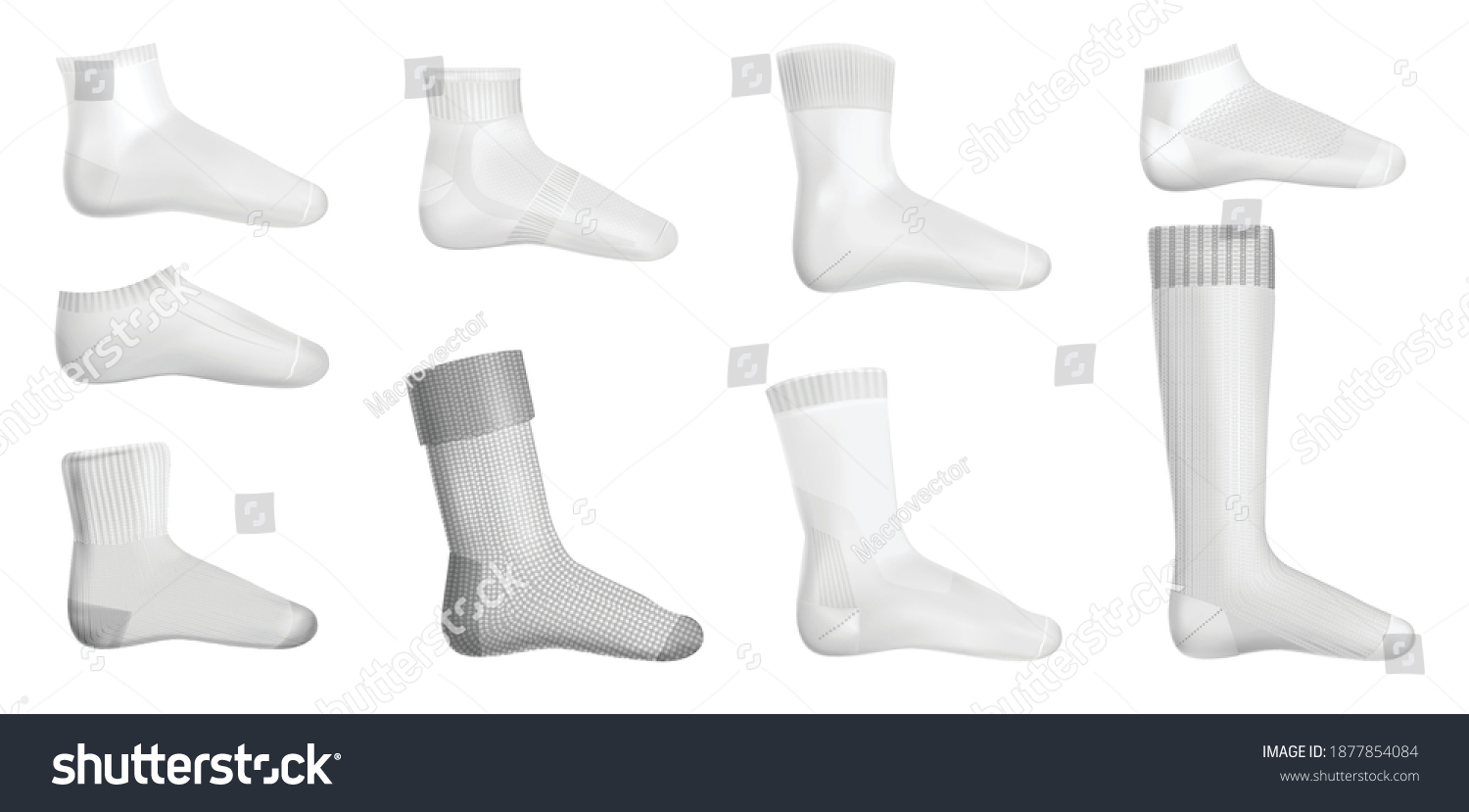 Different Types Sock Low Cut Mid Stock Vector (Royalty Free) 1877854084 ...