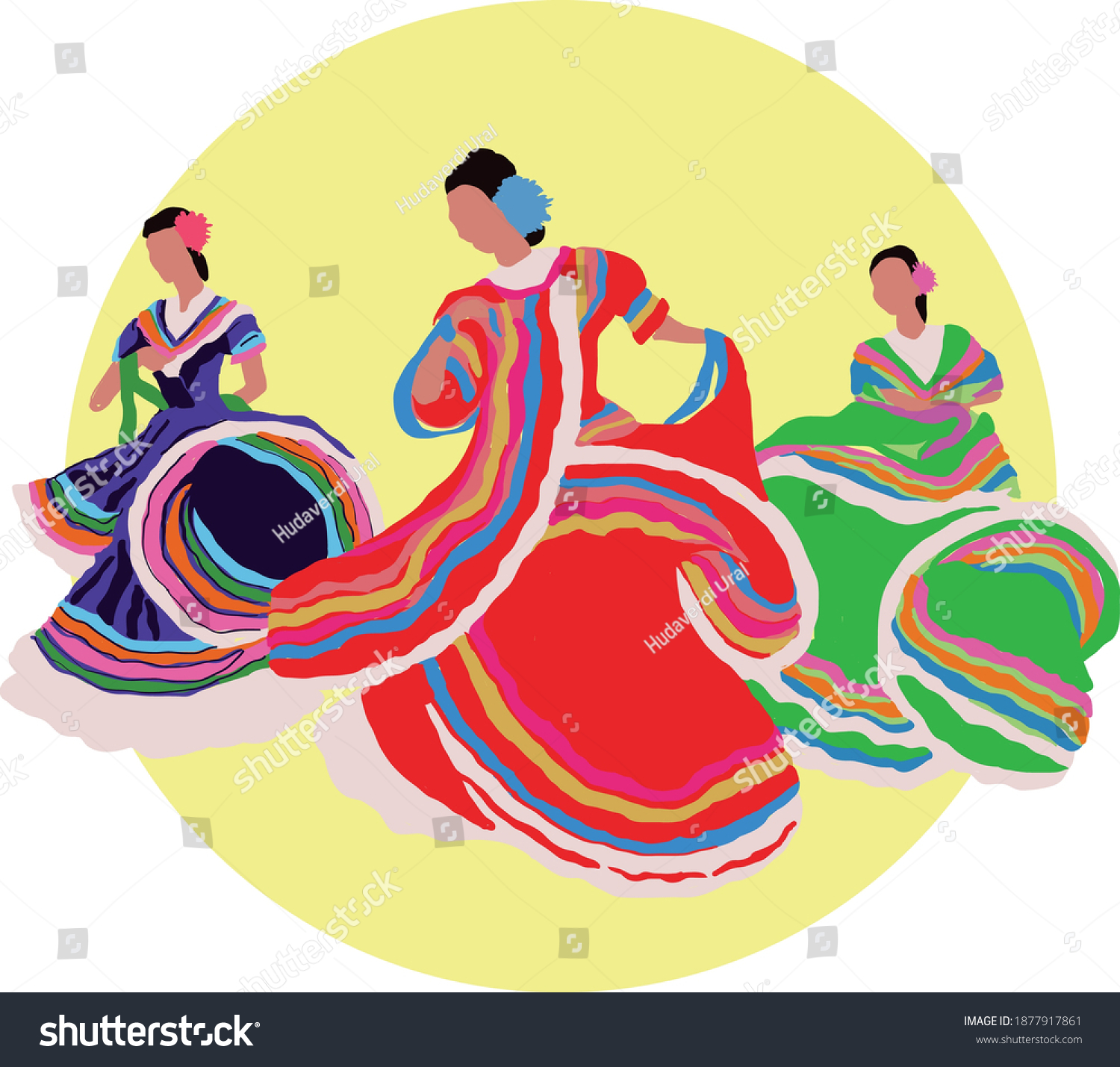 Mexican Girls Dancing Music Stock Vector Royalty Free 1877917861 Shutterstock 5903