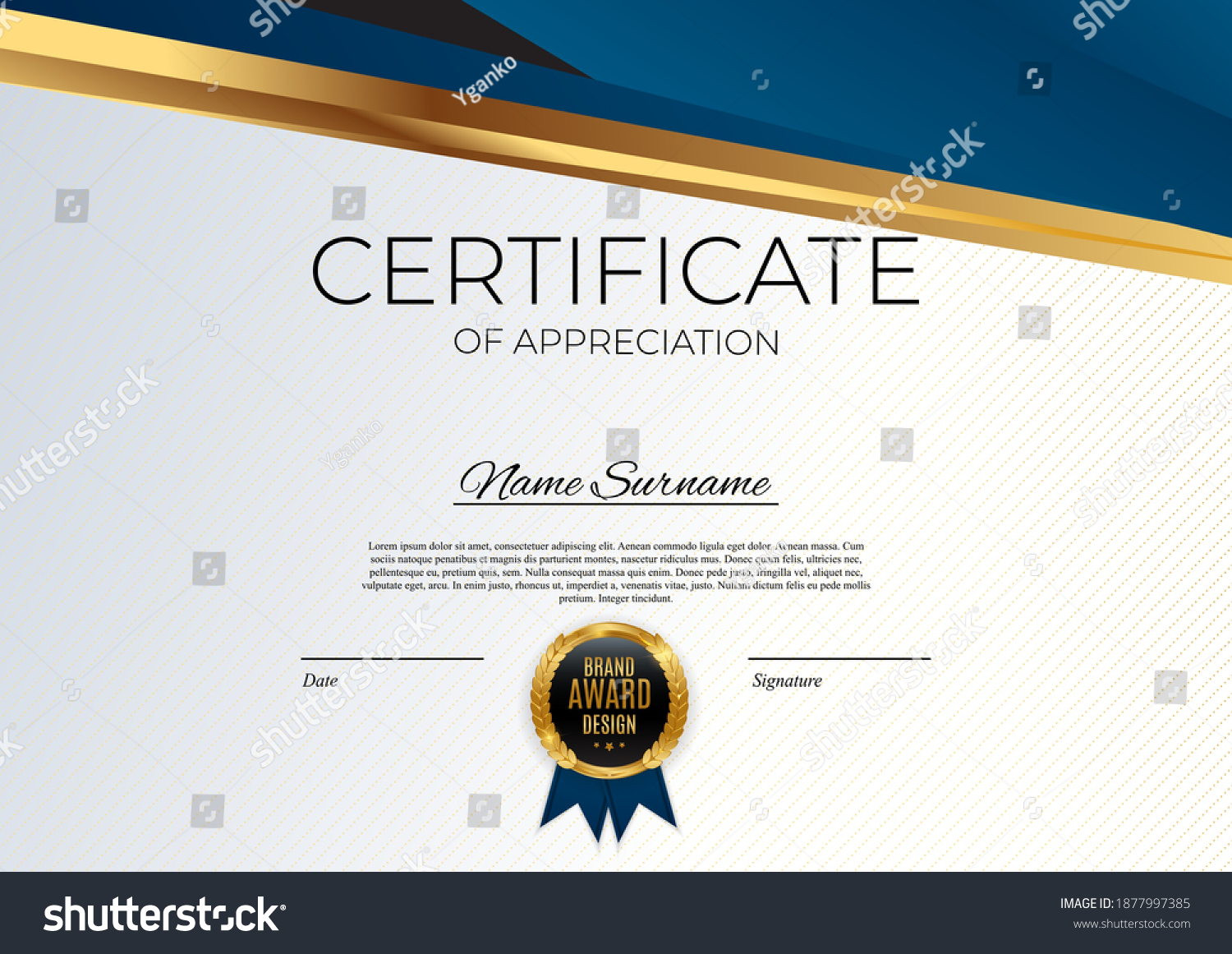 Blue Gold Certificate Achievement Template Set Stock Vector (Royalty ...