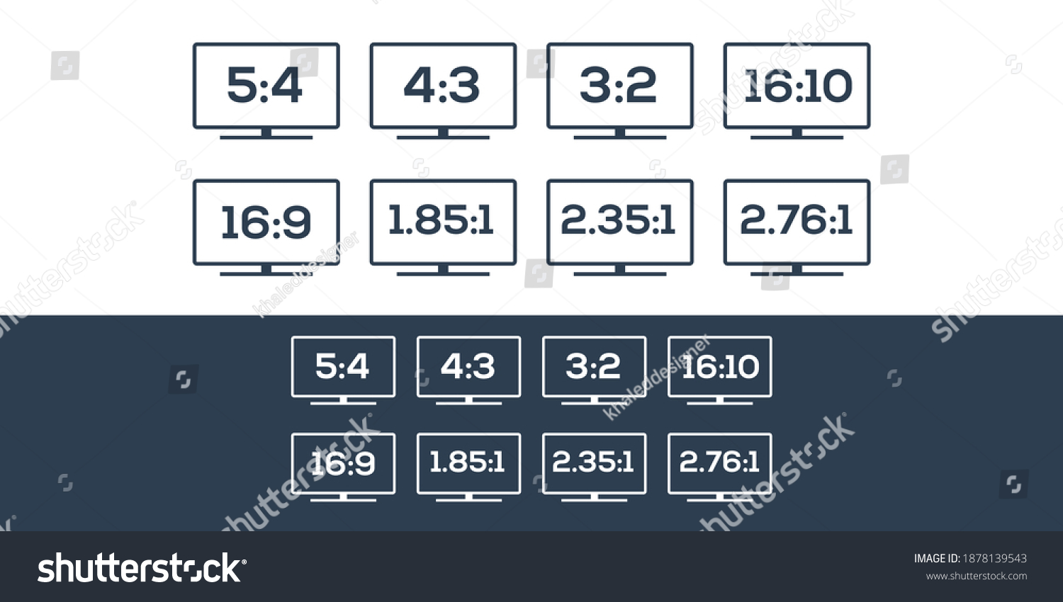 Tv Monitors Screen Aspect Ratio Icons Stock Vector (Royalty Free