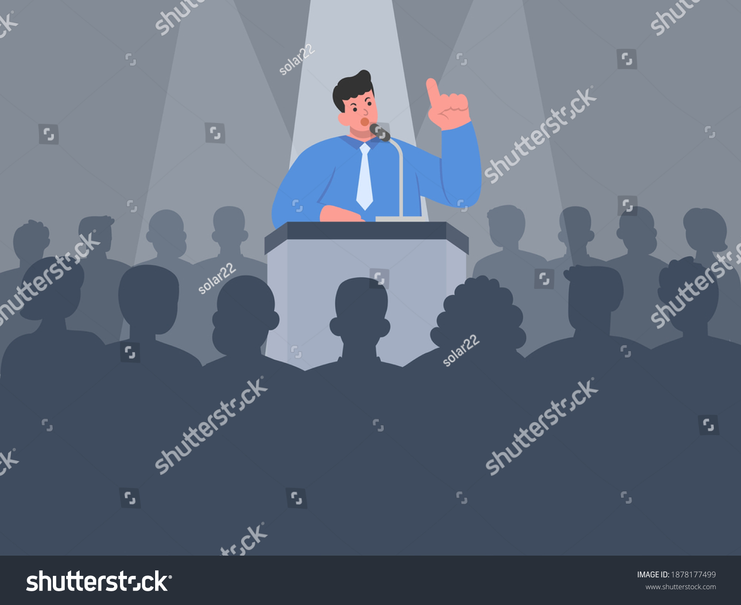 Peoples Stand Podium Speech On Stage Stock Vector (Royalty Free ...