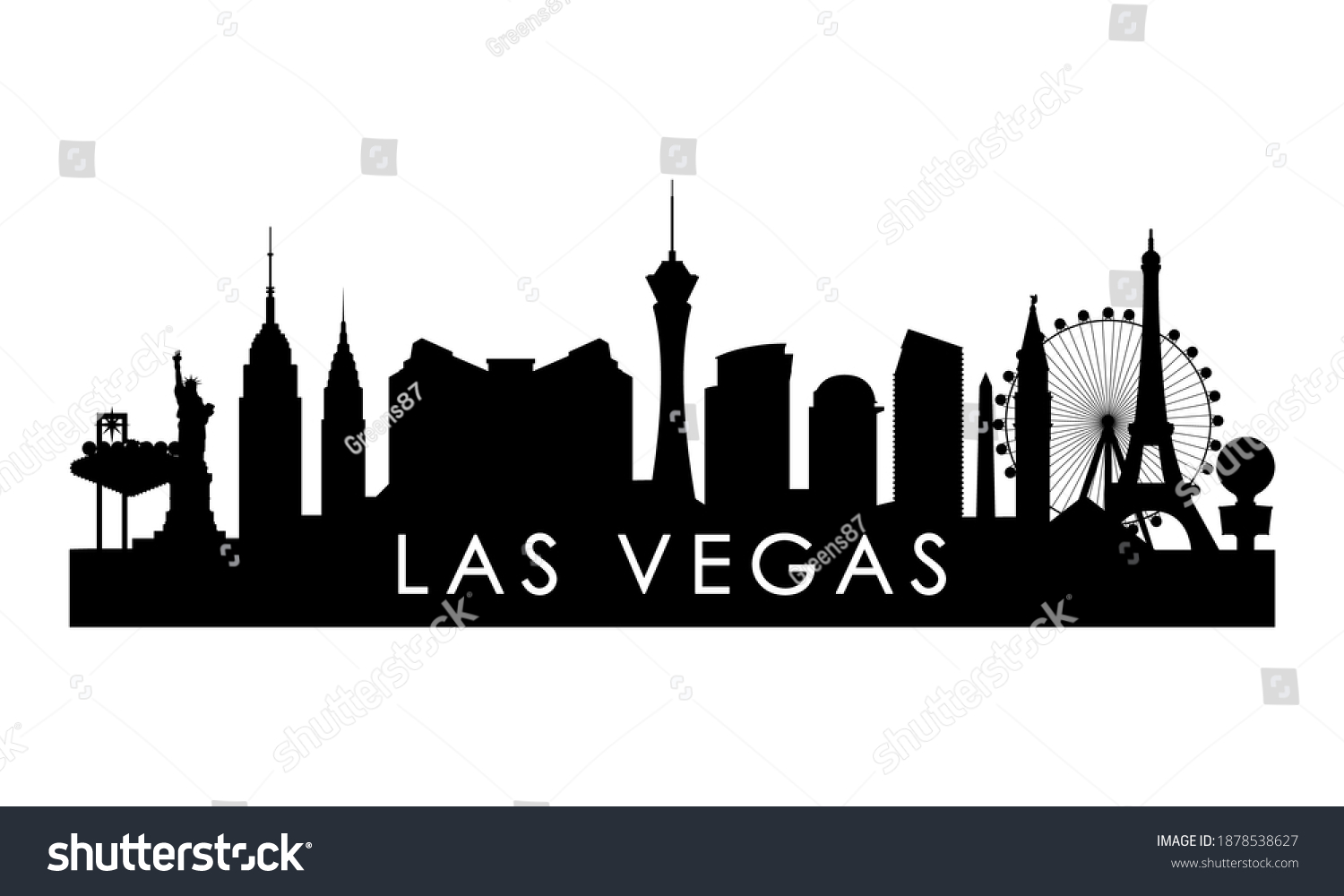 Las Vegas Skyline Silhouette Black Las Stock Vector (Royalty Free ...