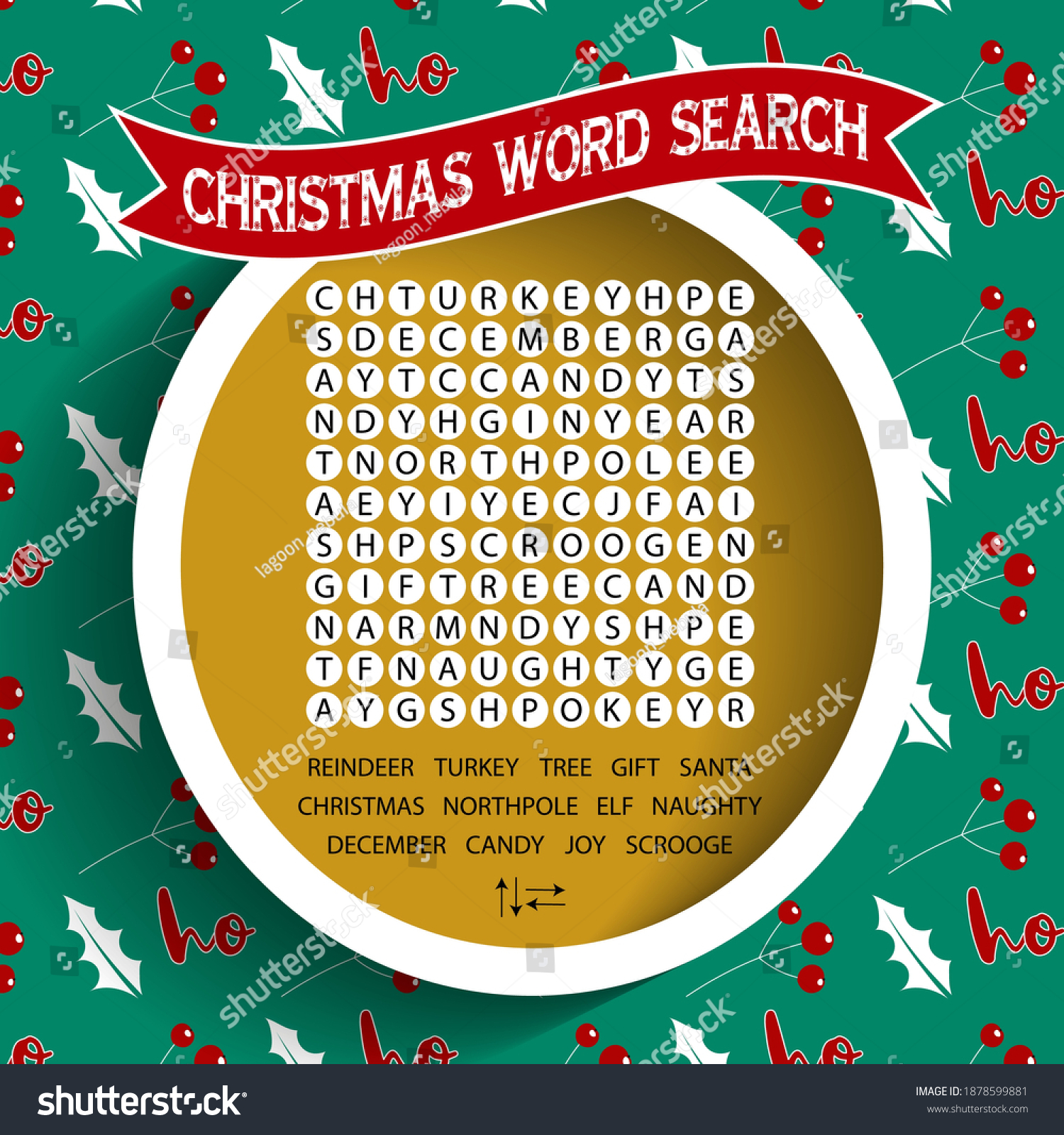 Christmas Word Search Puzzlelogic Game Learning Stock Vector Royalty