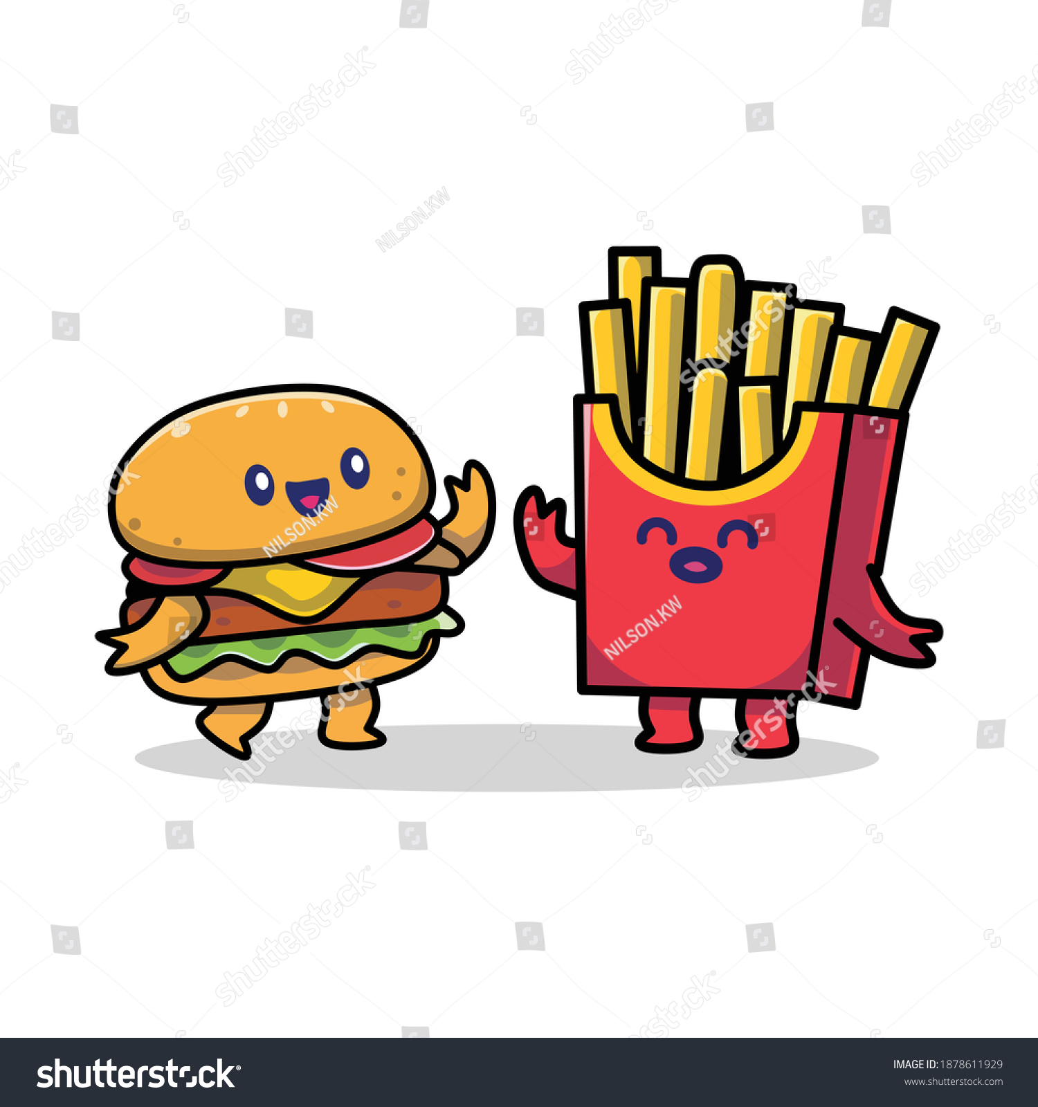 Vector Illustration Cute Adorable Fast Food Stock Vector (Royalty Free ...