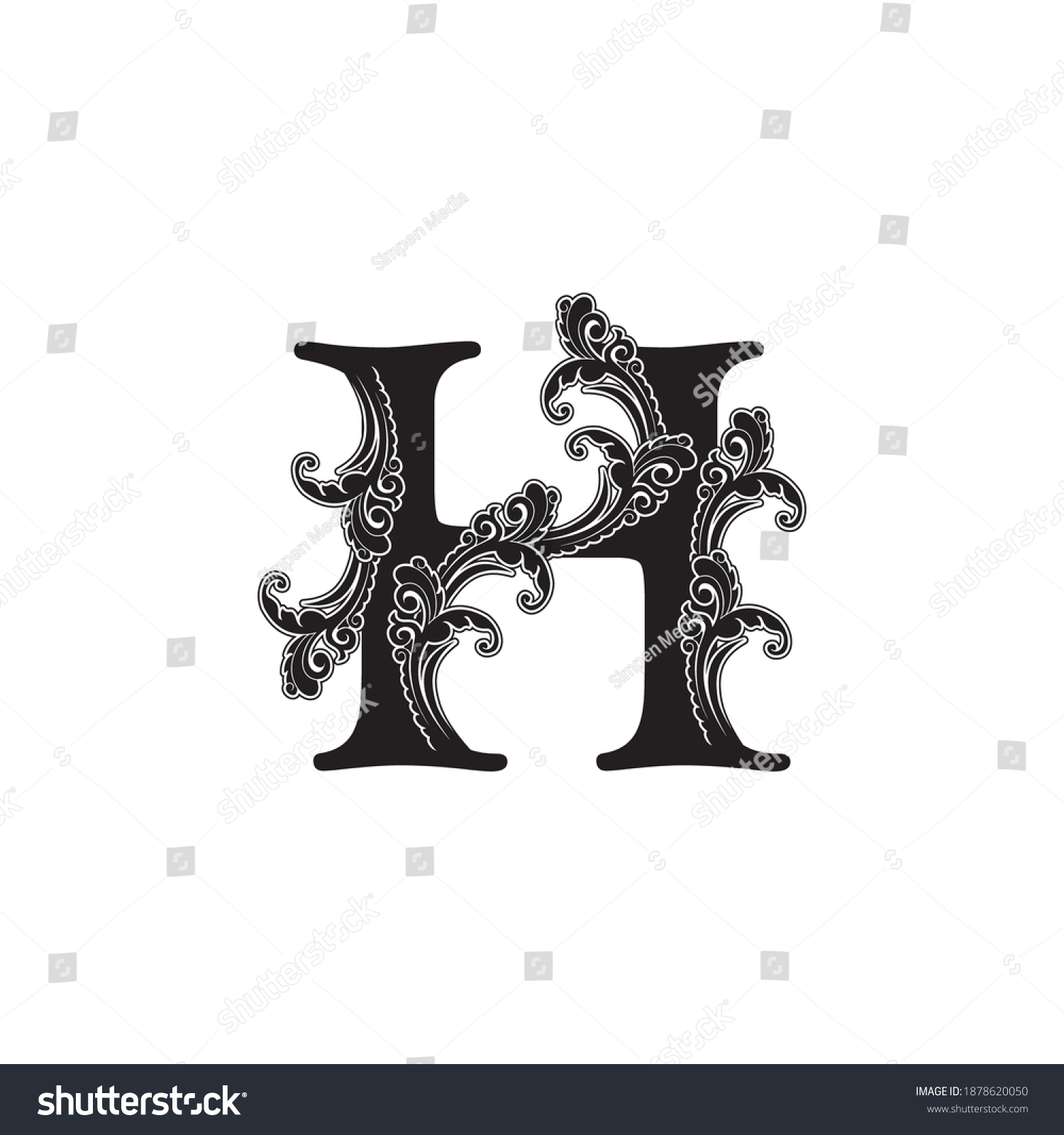 Ornate Letter H Logo Icon Elegant Stock Vector (Royalty Free ...