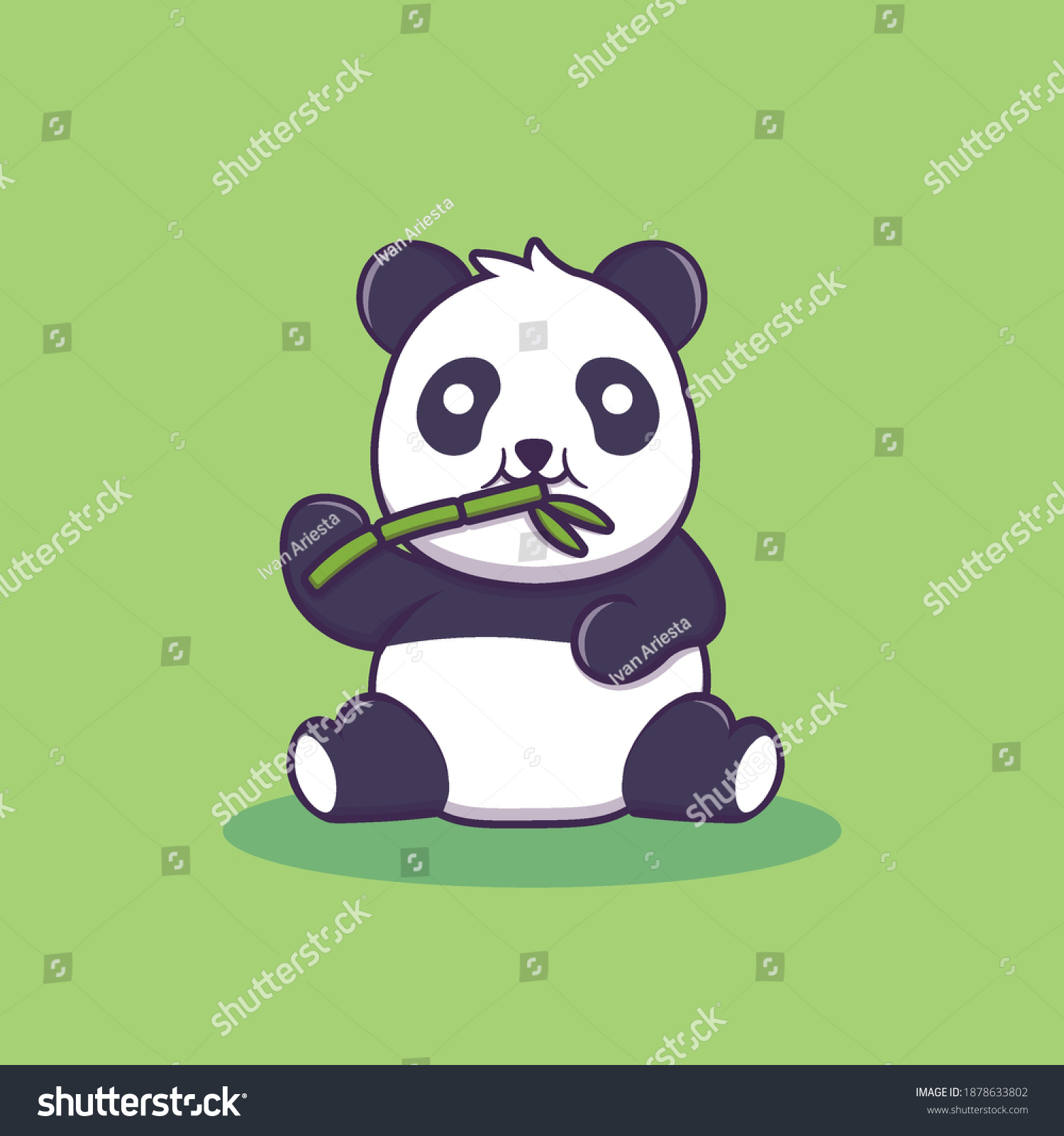 Cute Panda Eat Bamboo Cartoon Stock Vector Royalty Free 1878633802 Shutterstock 