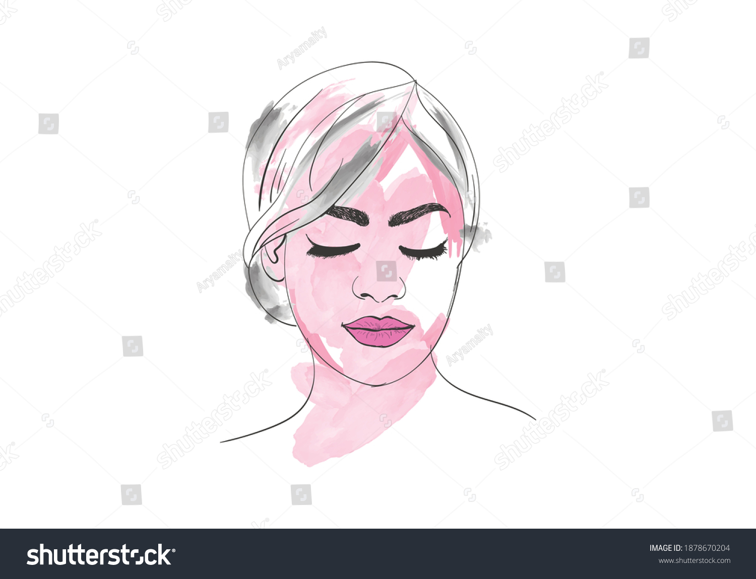 Beautiful Woman Face Hand Drawn Vector Stock Vector Royalty Free 1878670204 Shutterstock