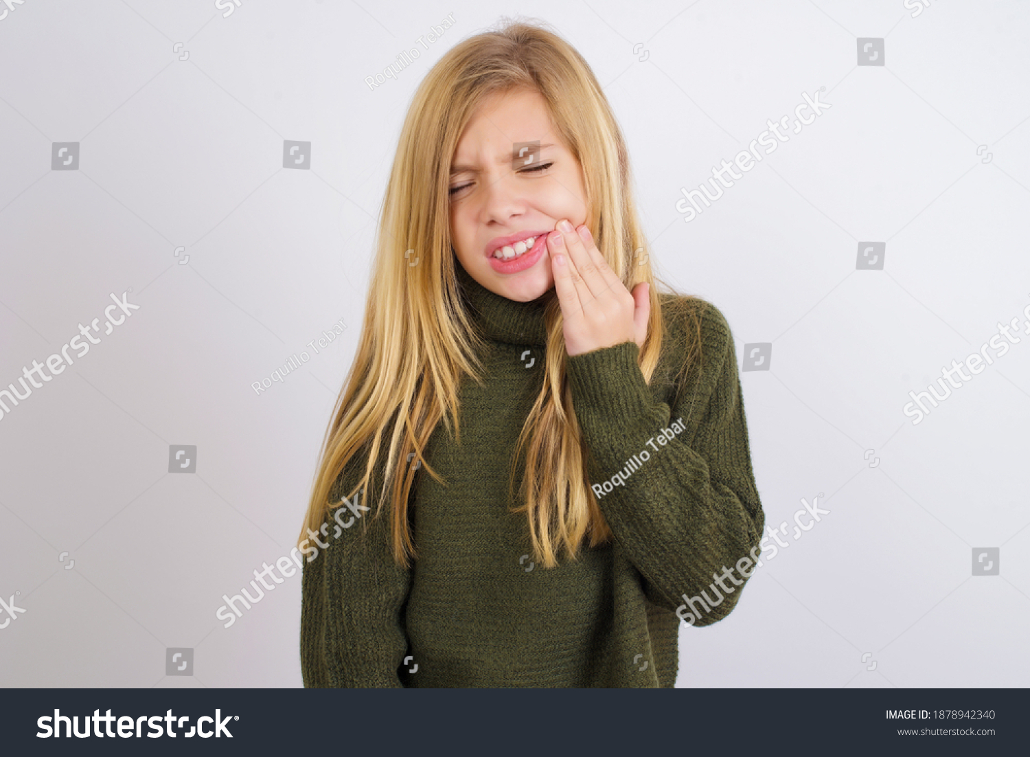 Cute Caucasian Kid Girl Wearing Green Stock Photo 1878942340 | Shutterstock