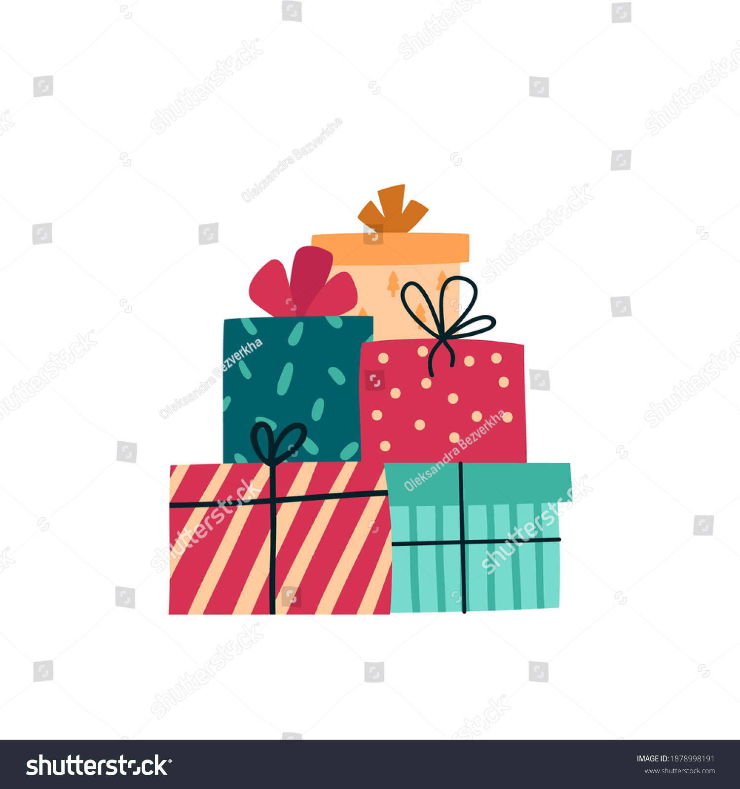 Big Pile Colorful Wrapped Gift Boxes Stock Vector (Royalty Free ...